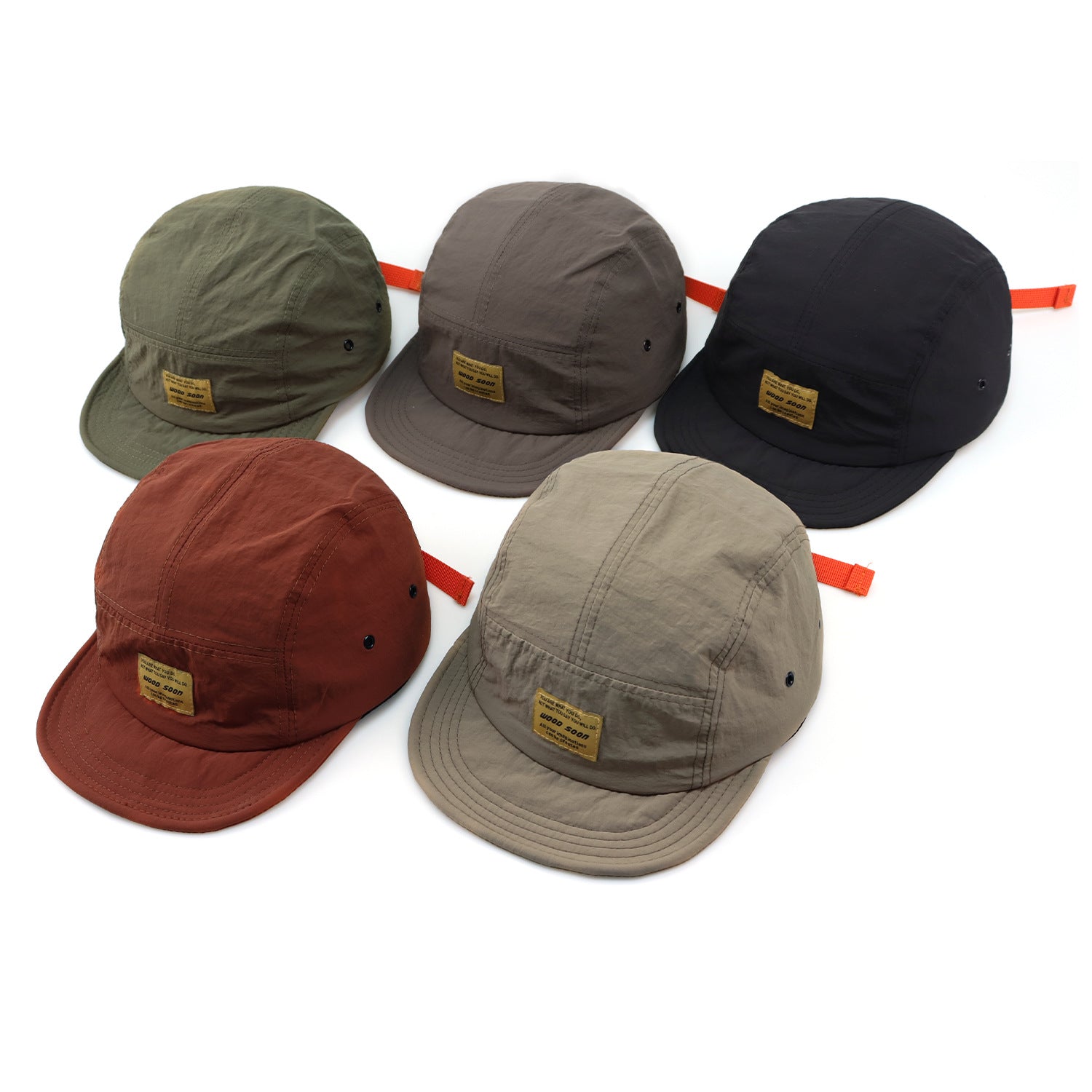 Brown Camp Cap with Orange Strap