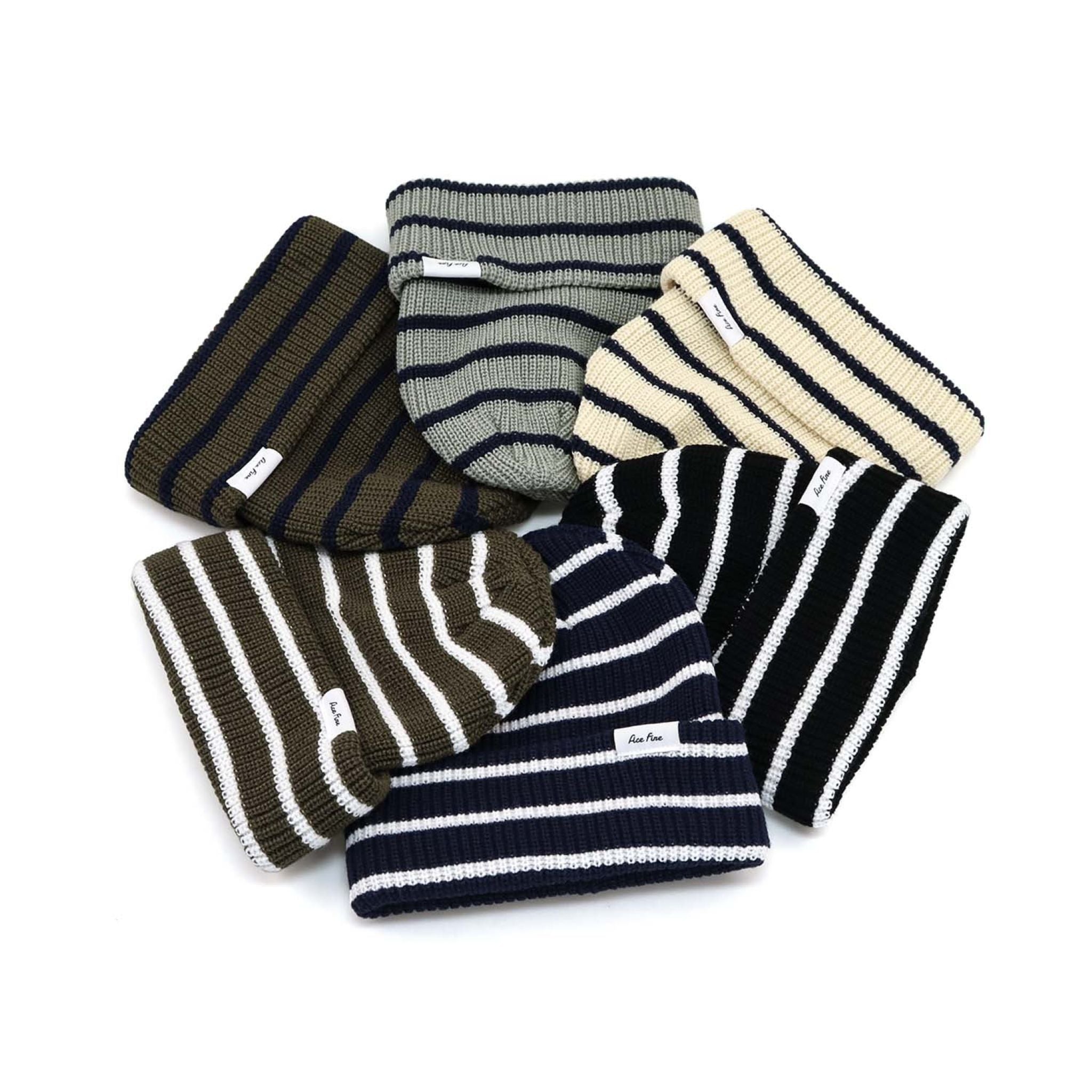 Striped Navy Winter Beanie