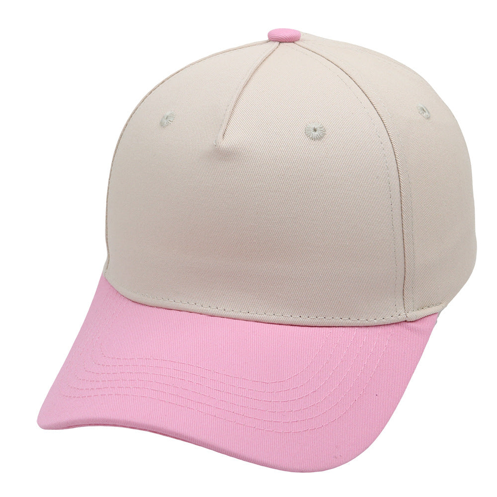 Pastel Pink Brim Beige Casual Baseball Hat