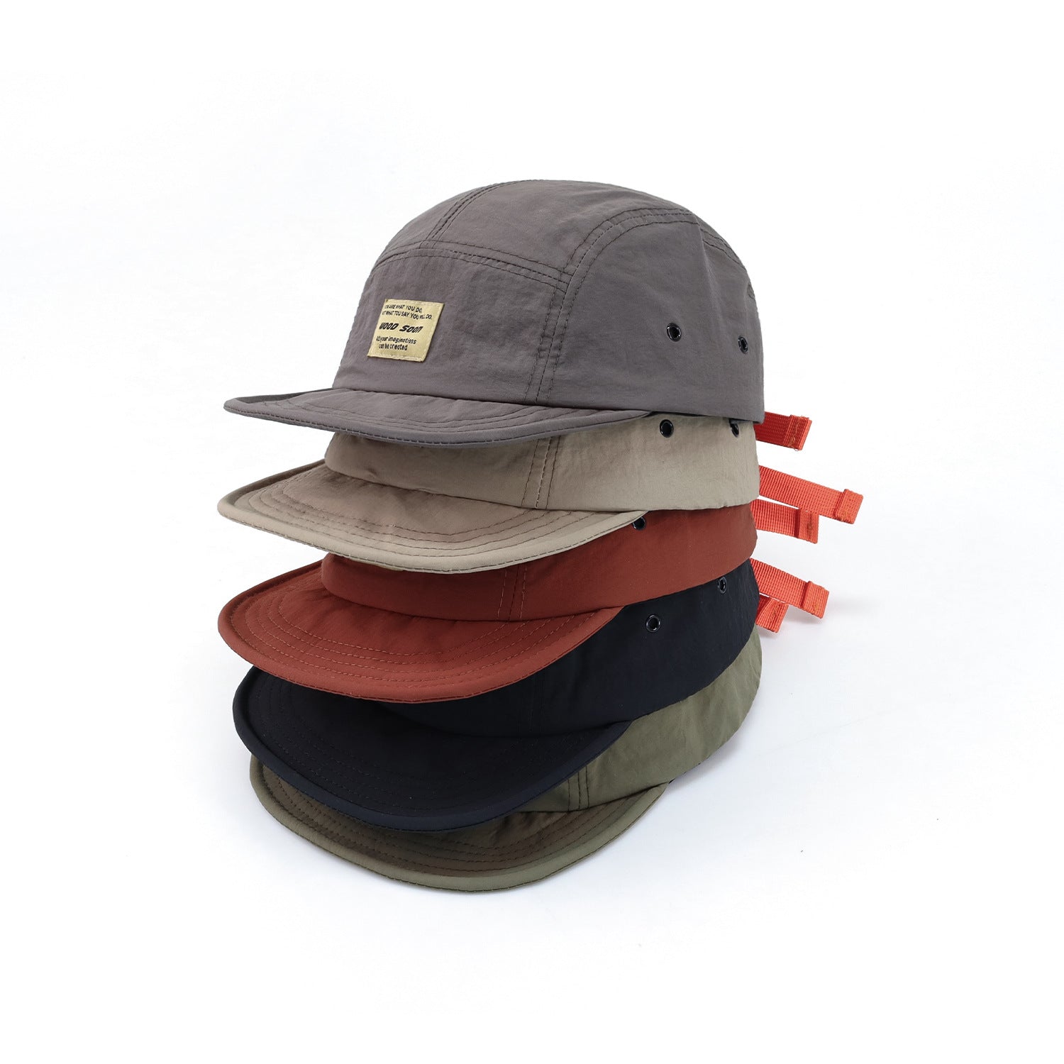 Brown Camp Cap with Orange Strap