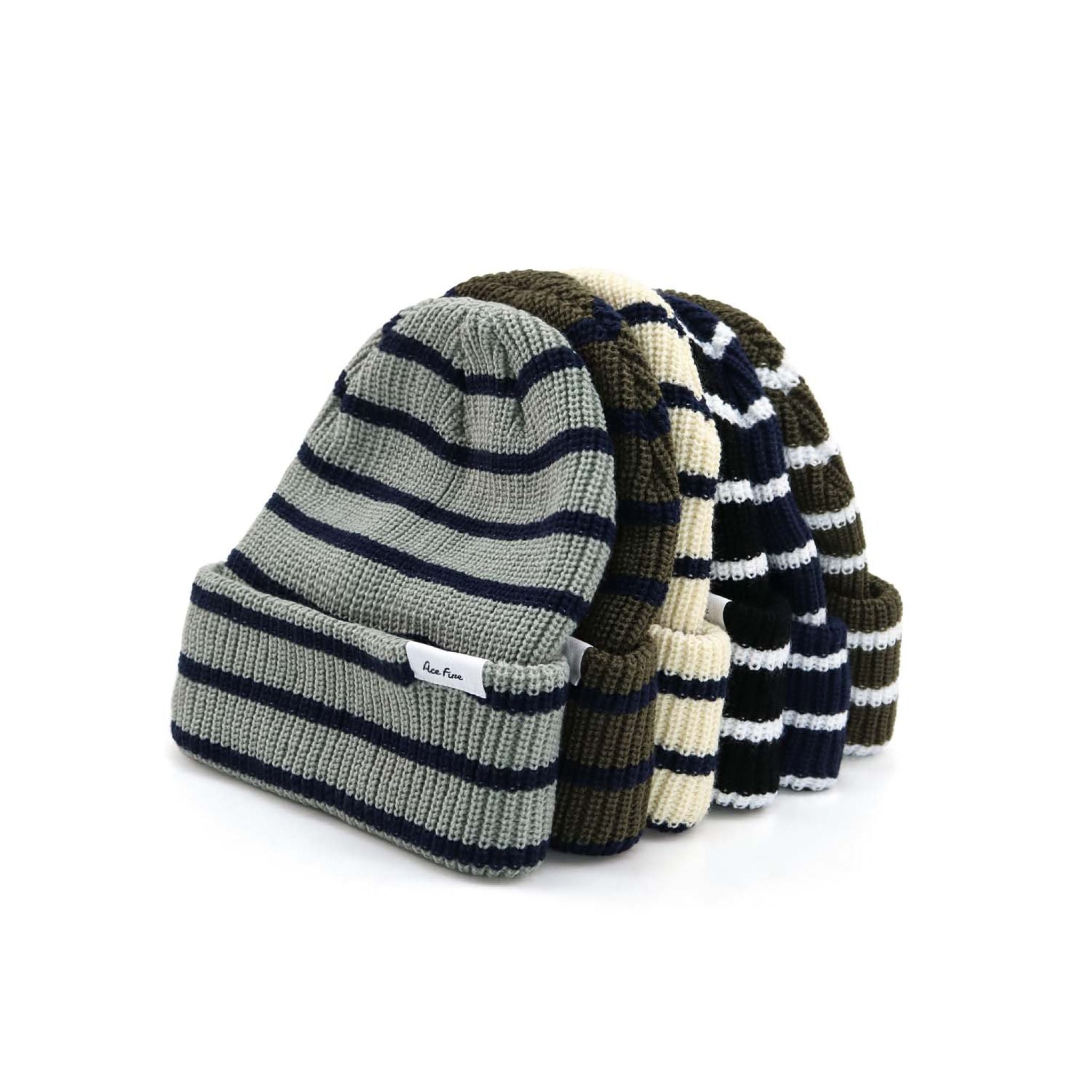 Striped Navy Winter Beanie