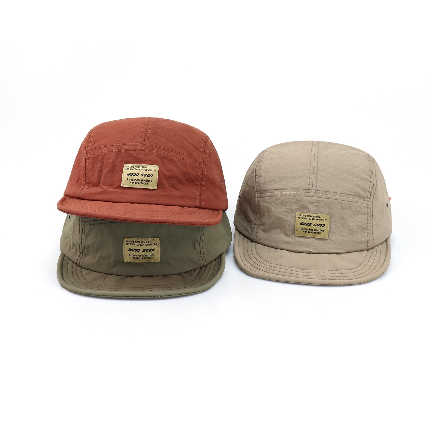 Brown Camp Cap with Orange Strap