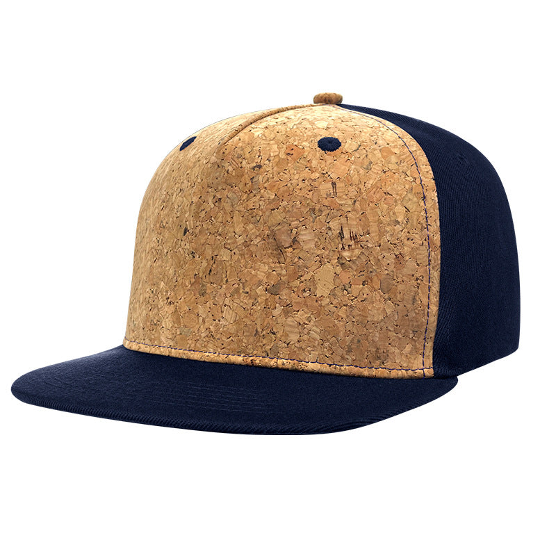 Natural Cork Panel Navy Snapback Hat