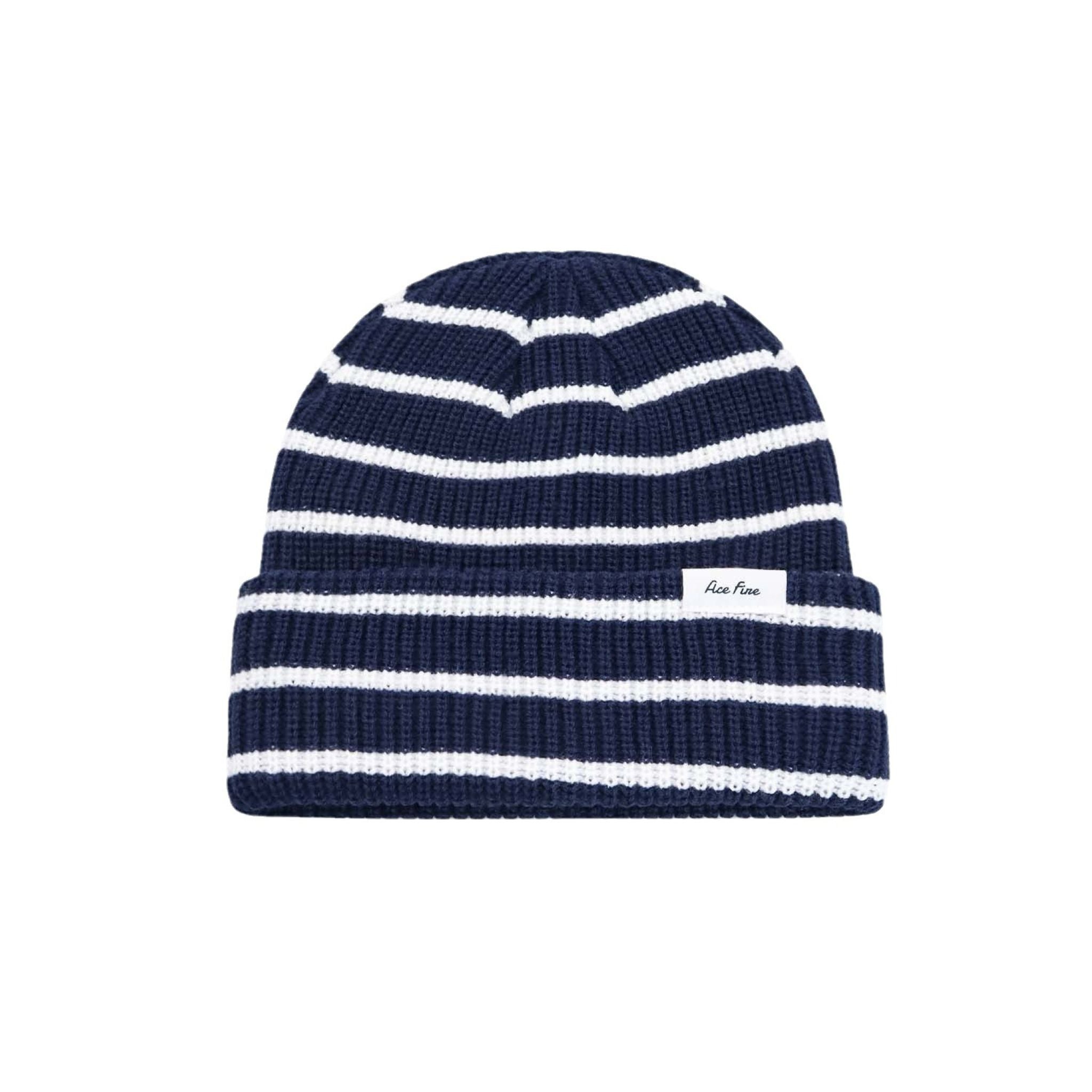 Striped Navy Winter Beanie