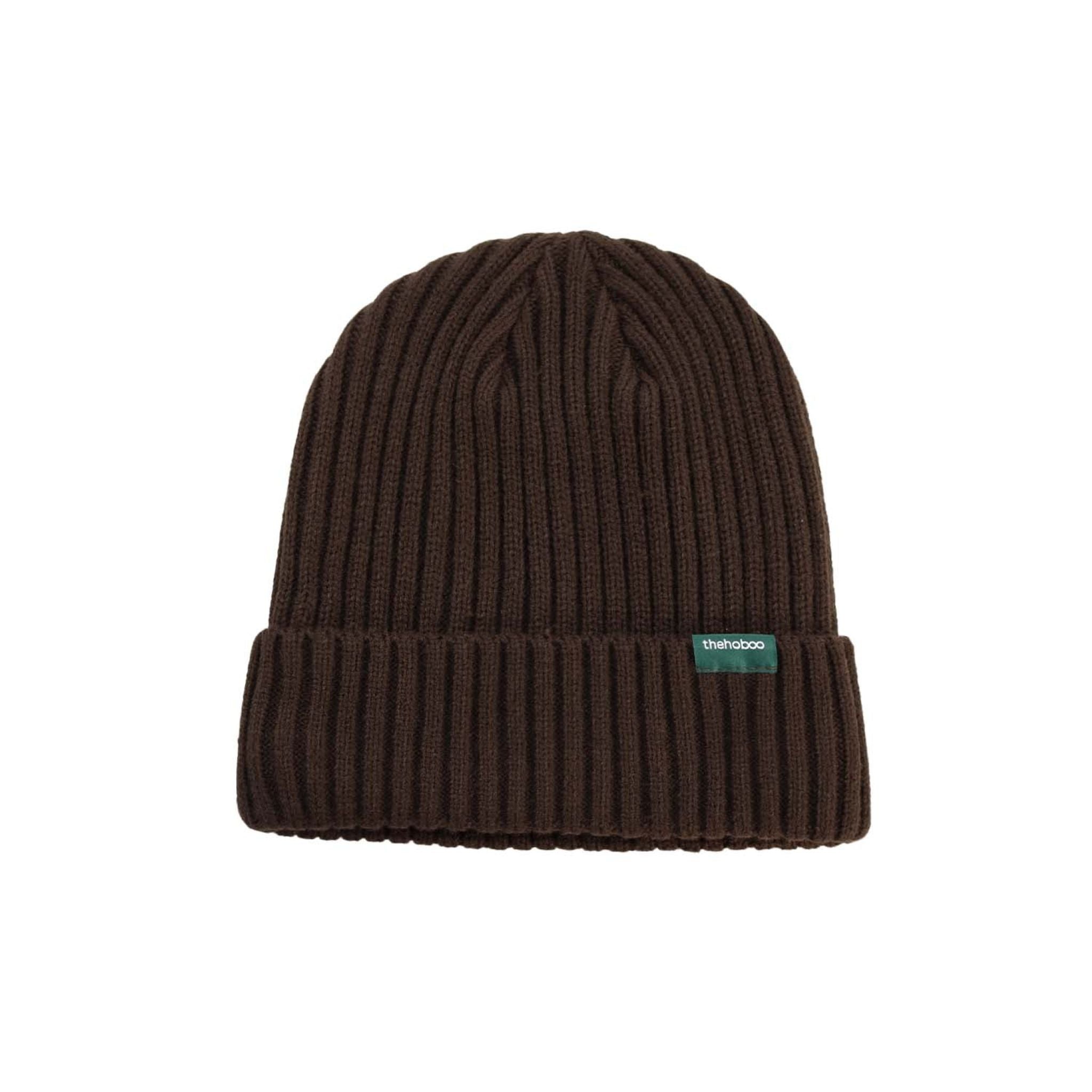 Brown Ribbed Winter Knit Beanie