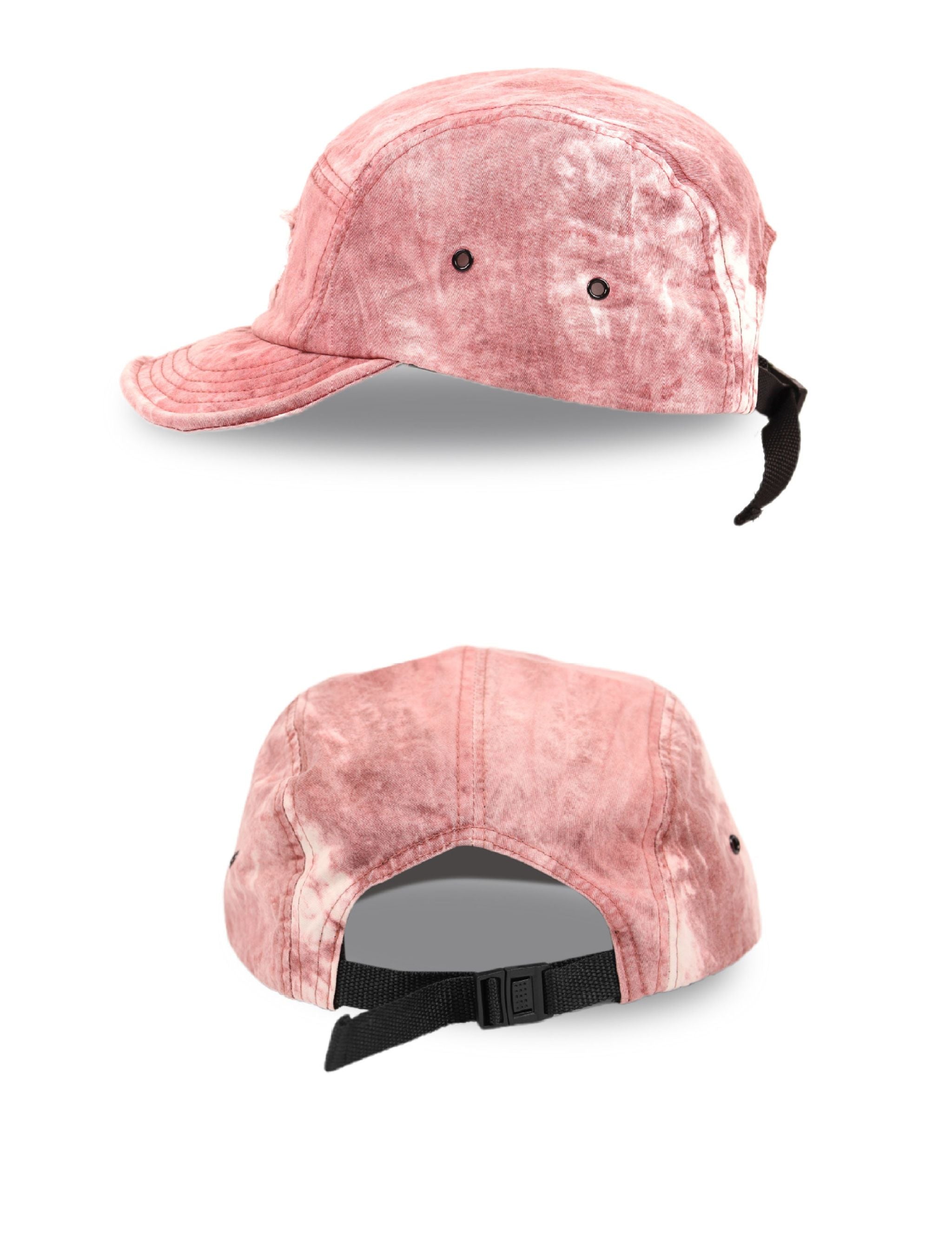 Pink Distressed 5-Panel Camp Cap