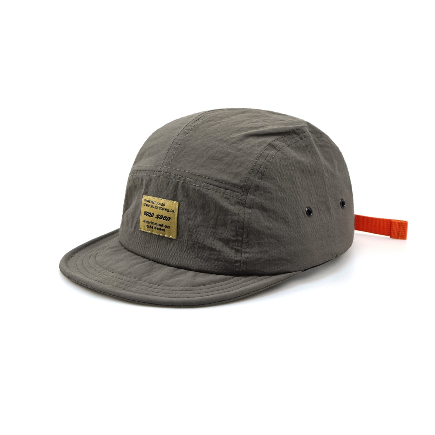 Brown Camp Cap with Orange Strap