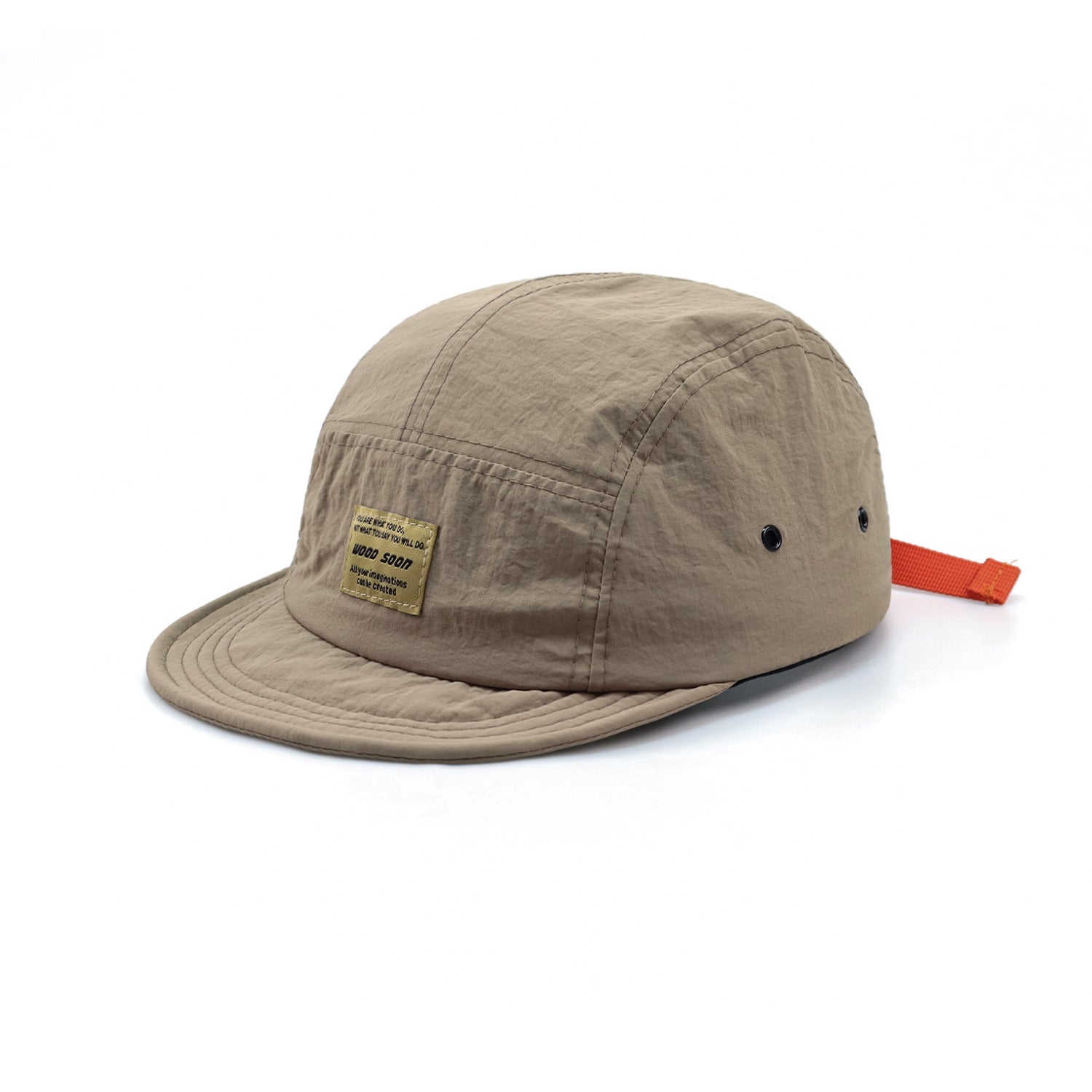 Brown Camp Cap with Orange Strap
