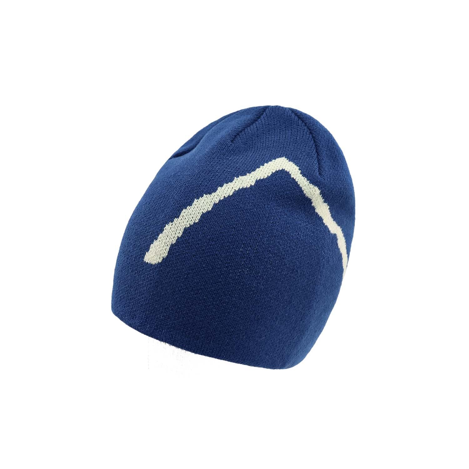 Olive Knit Cap with Bold Orange Mountain Design