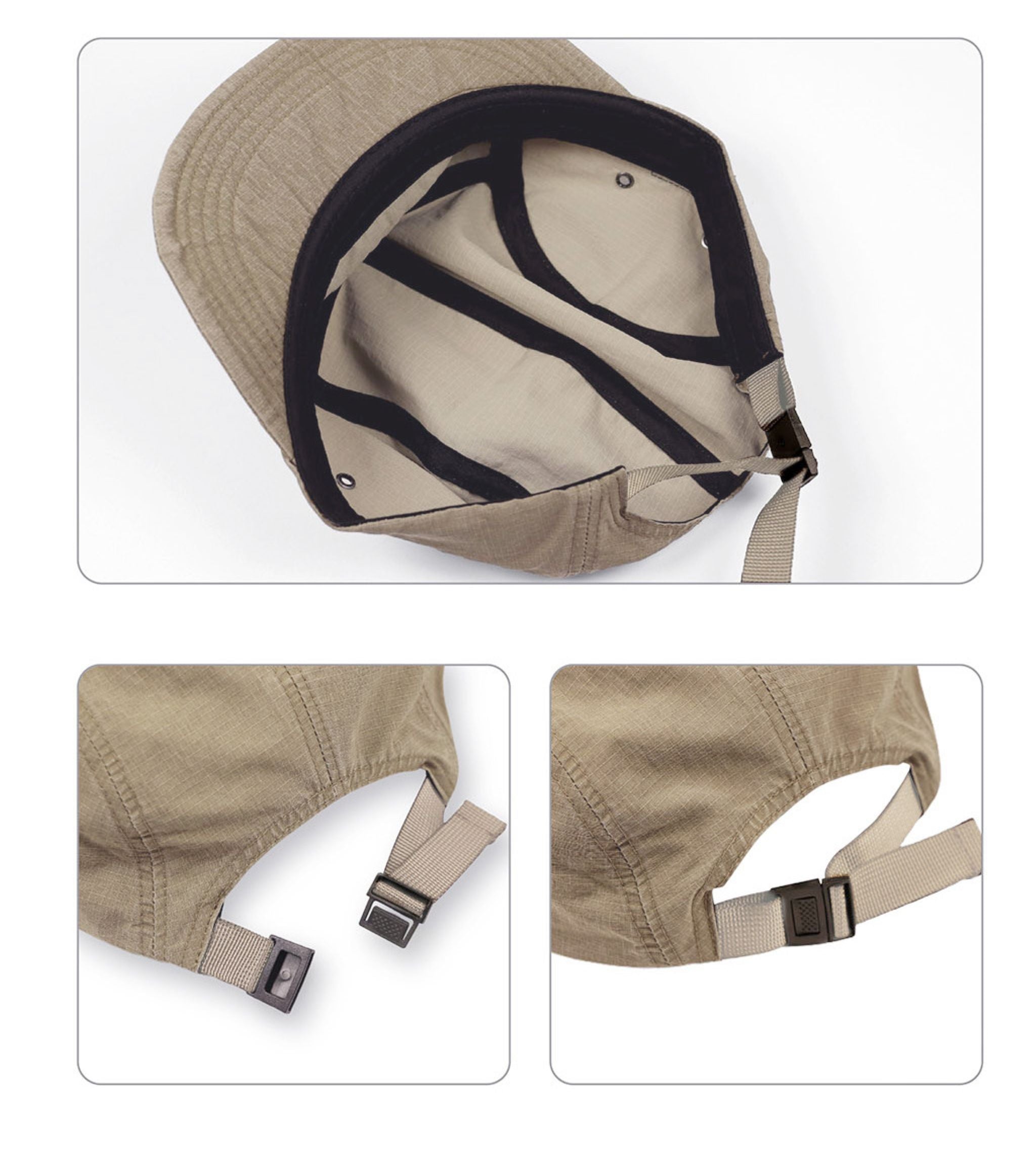 Khaki 5-Panel Hat With Embroidery