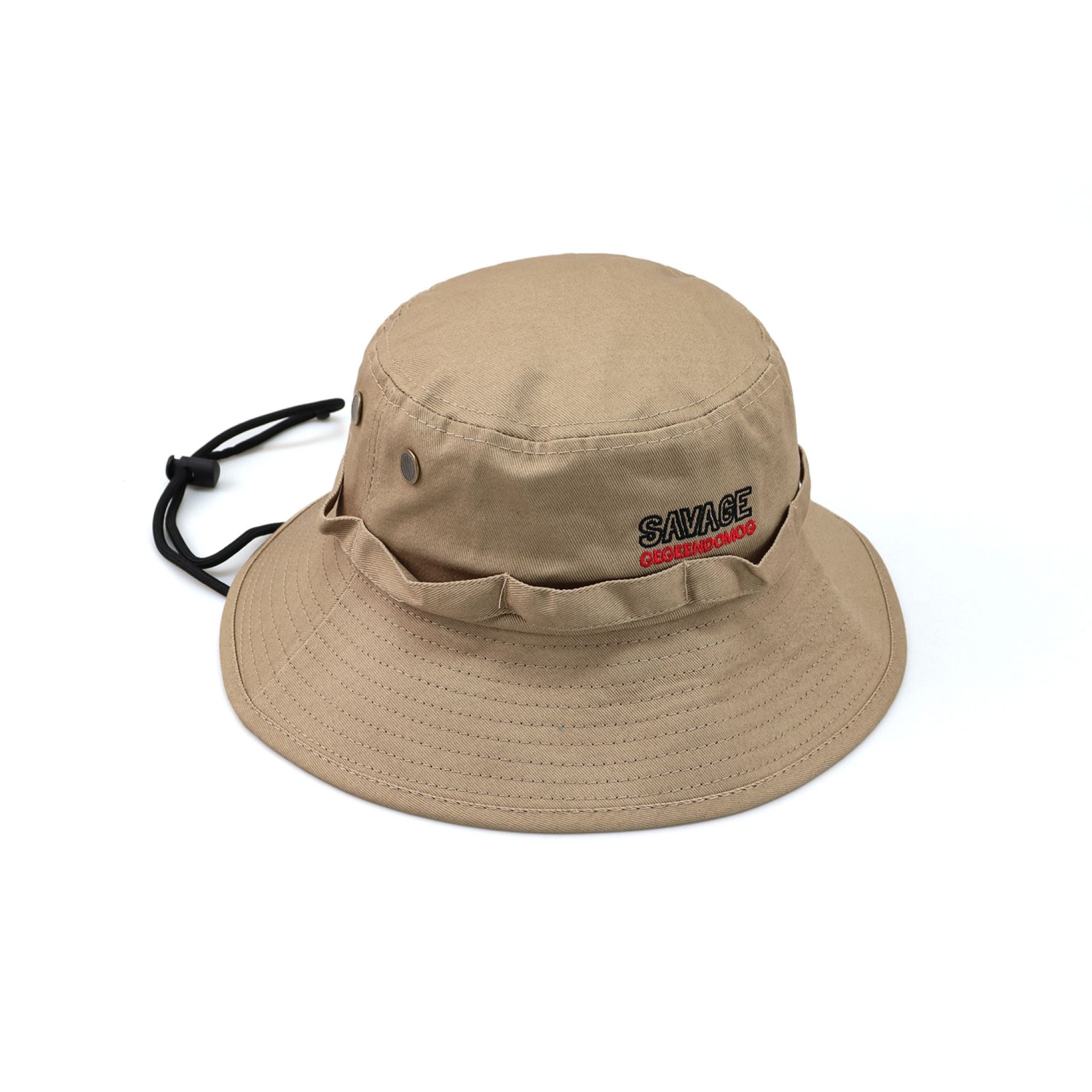 Embroidered Beige Bucket Hat