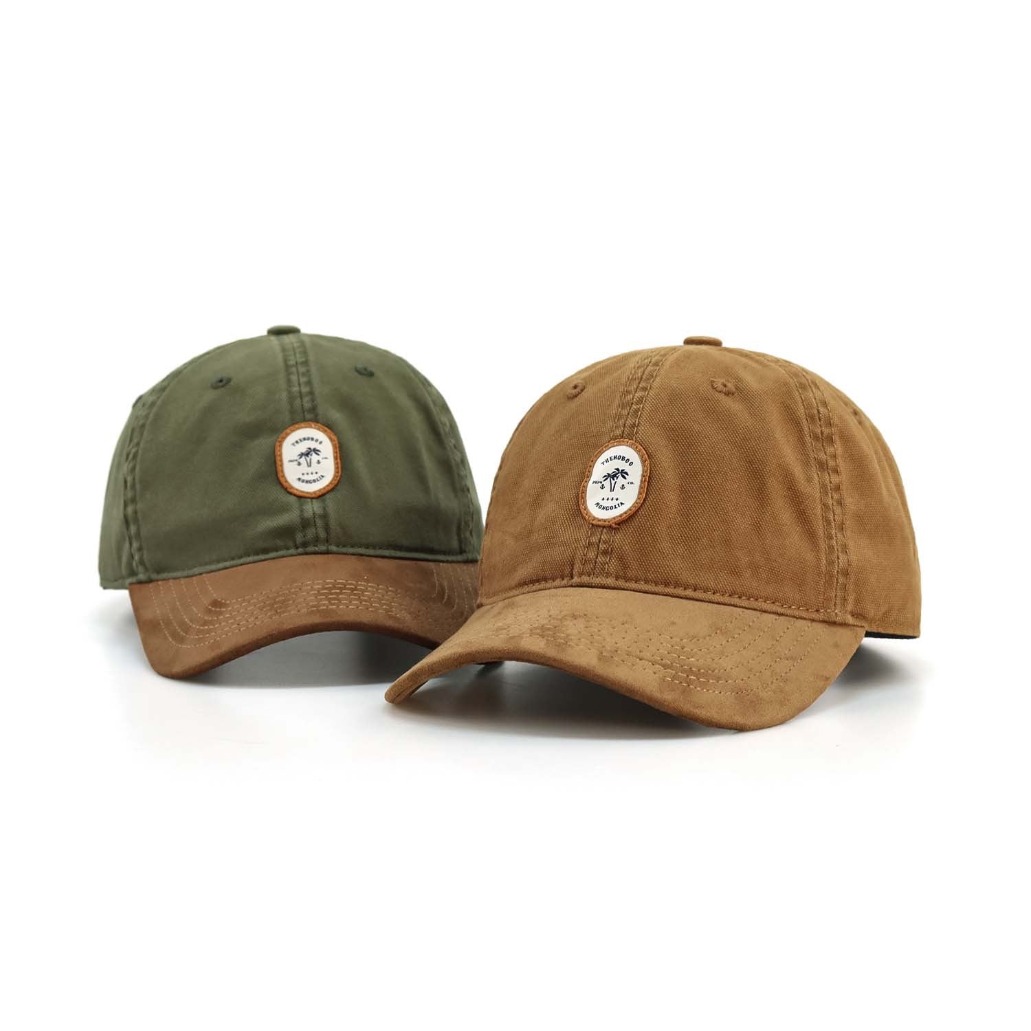 Vintage Style Olive Brown Paneled Baseball Hat