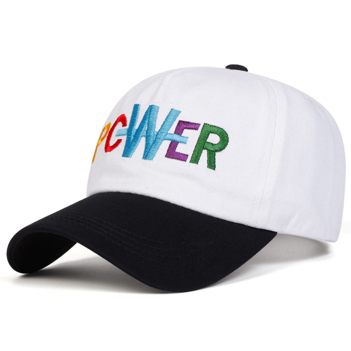 Rainbow "POWER" Embroidered Two-Tone Baseball Cap