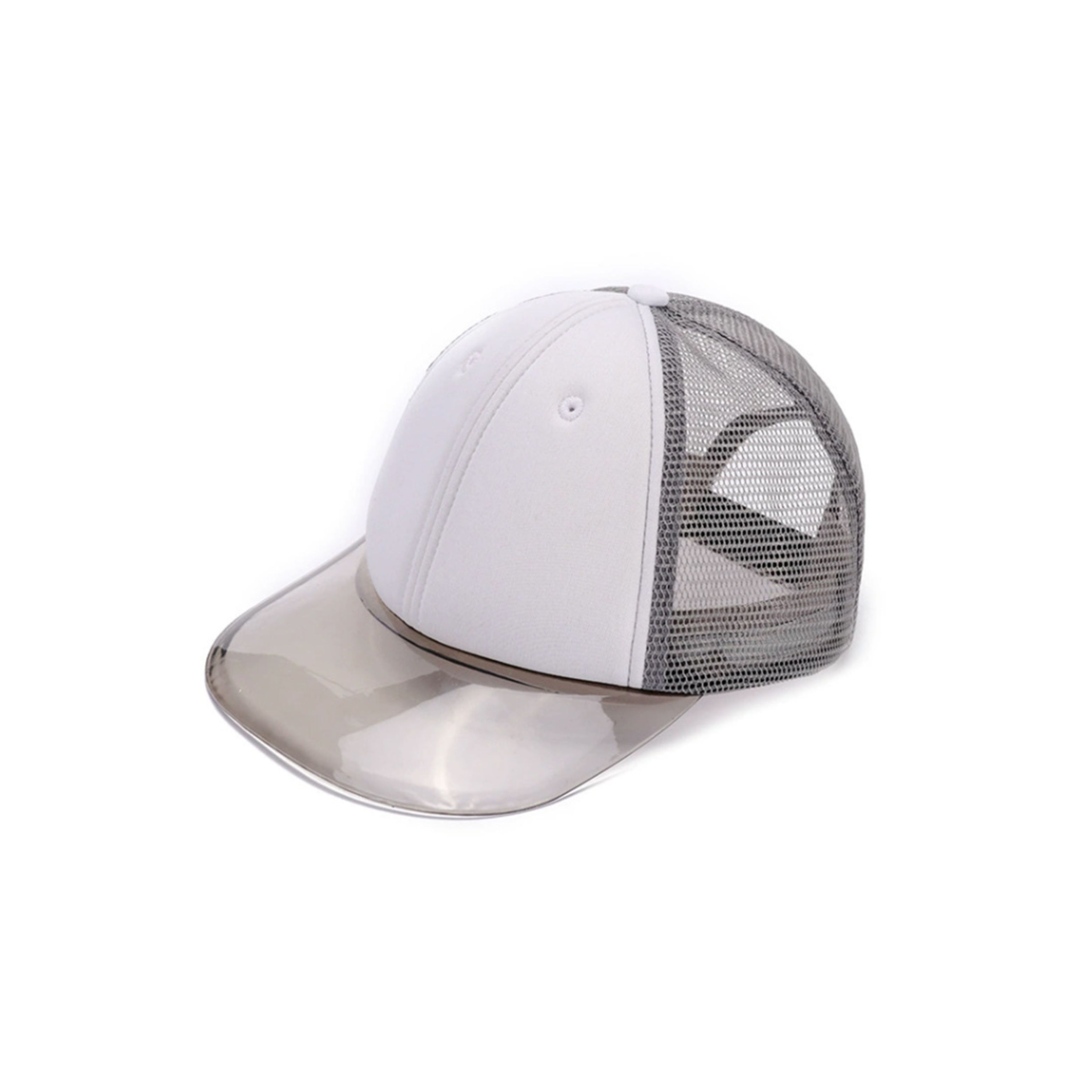 Gray Mesh Back Clear Brim Trucker Hat