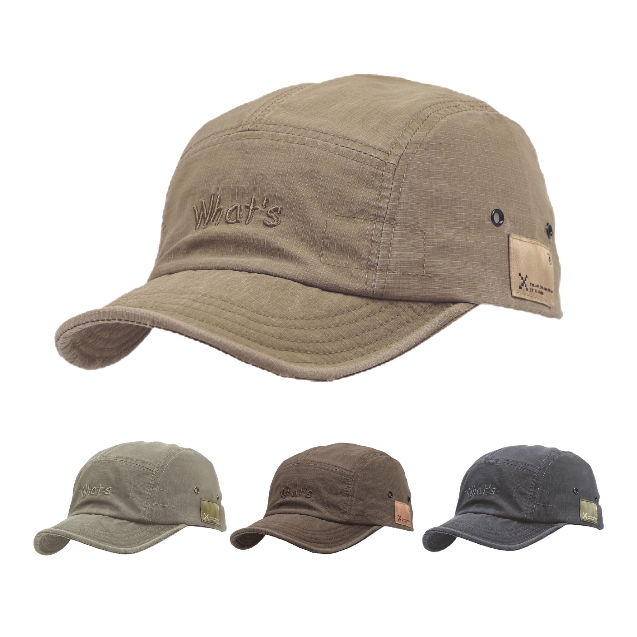 Khaki 5-Panel Hat With Embroidery