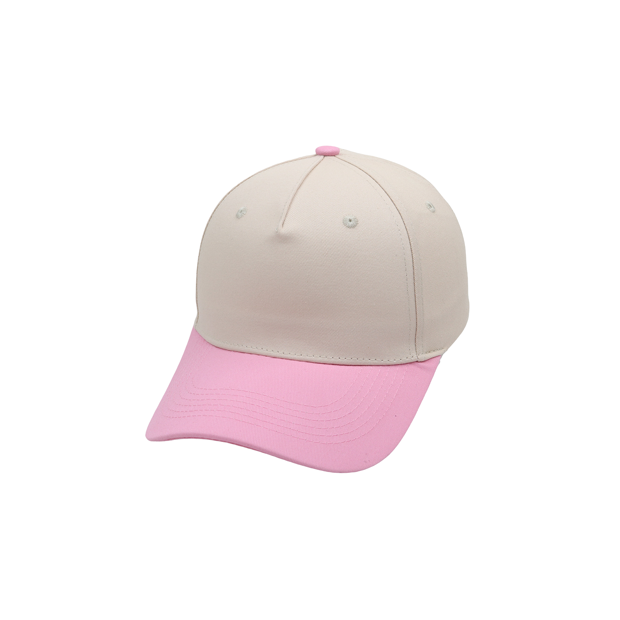 Pastel Pink Brim Beige Casual Baseball Hat