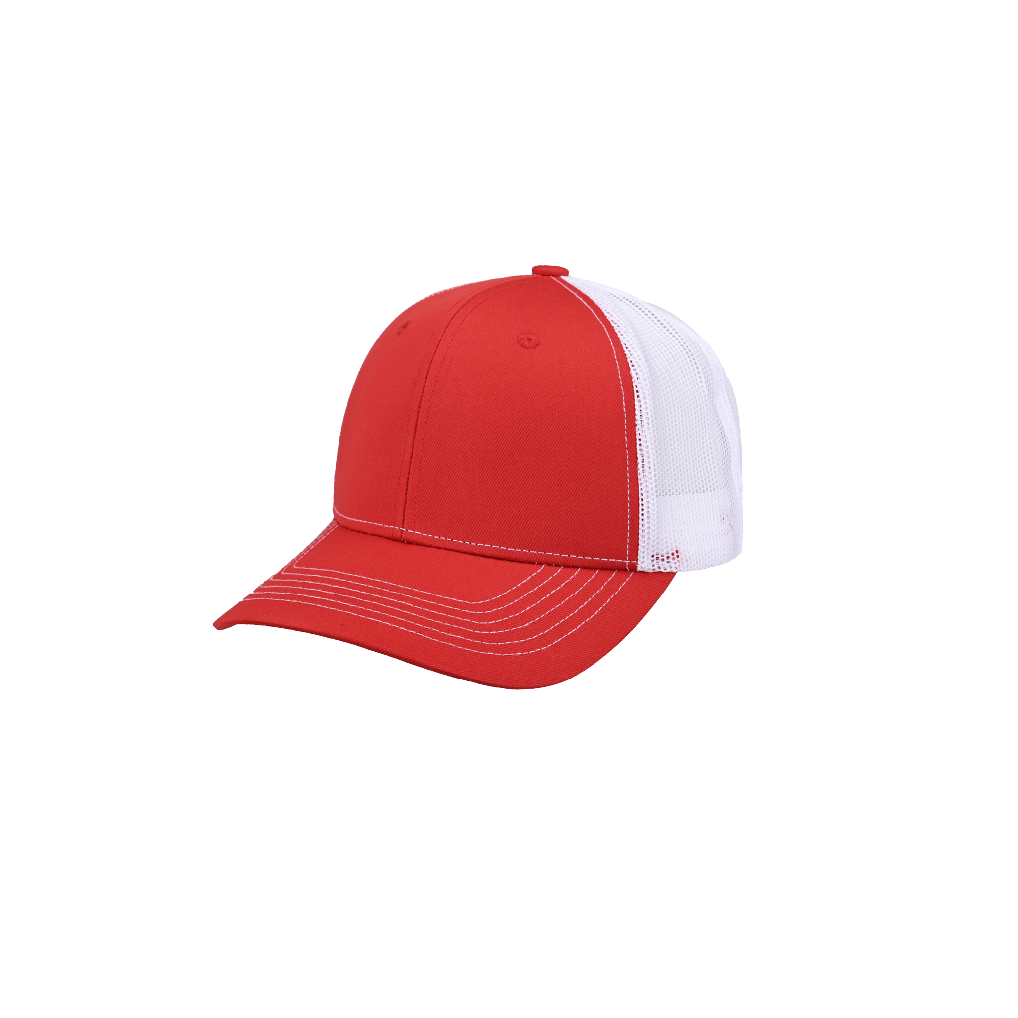 Red & White Trucker Cap - Mesh Back Casual Hat