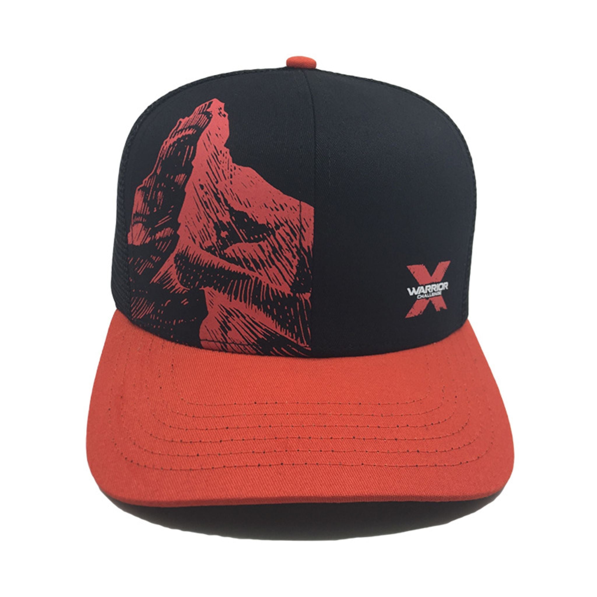 Black Red Warrior Print Mesh Baseball Hat