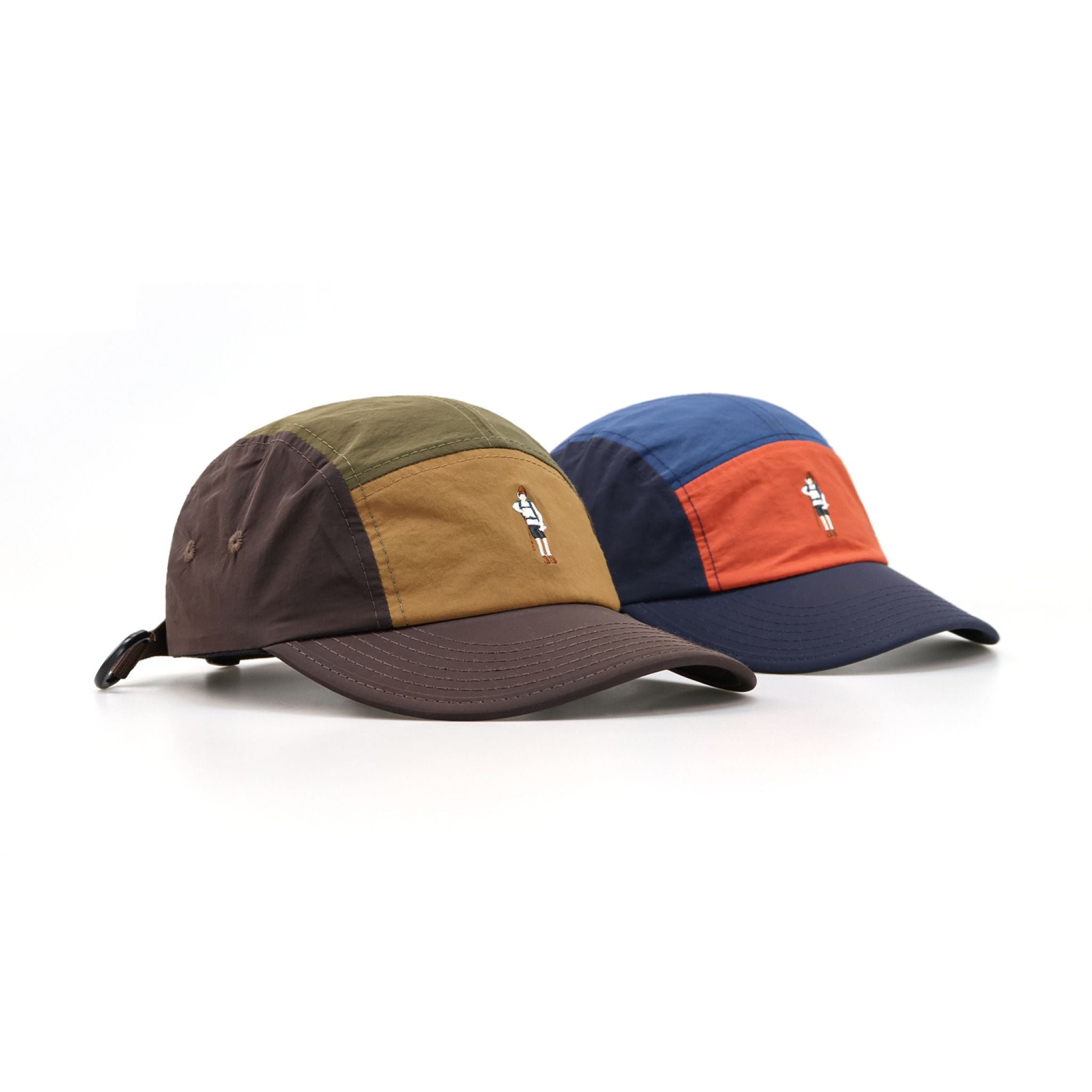 Embroidered Navy-Orange 5-Panel Camp Cap