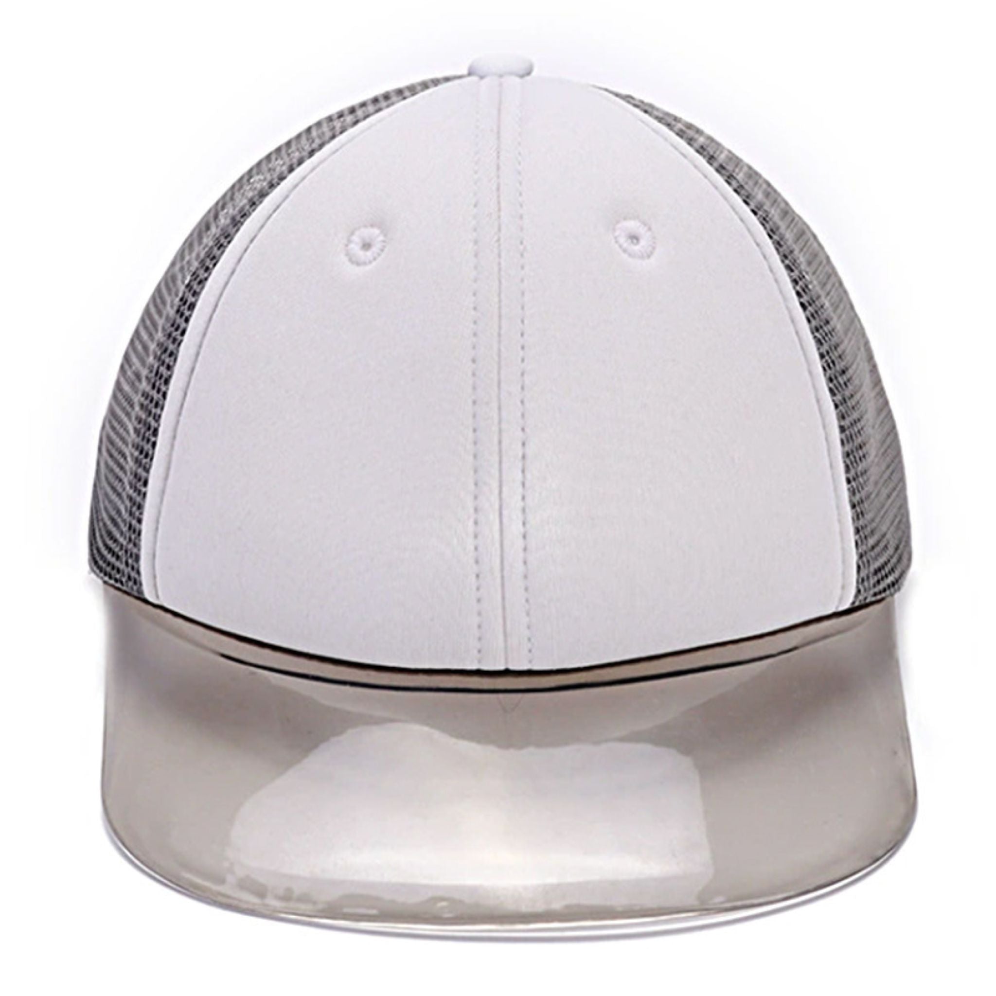 Gray Mesh Back Clear Brim Trucker Hat