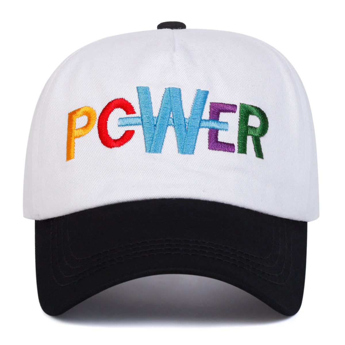 Rainbow "POWER" Embroidered Two-Tone Baseball Cap