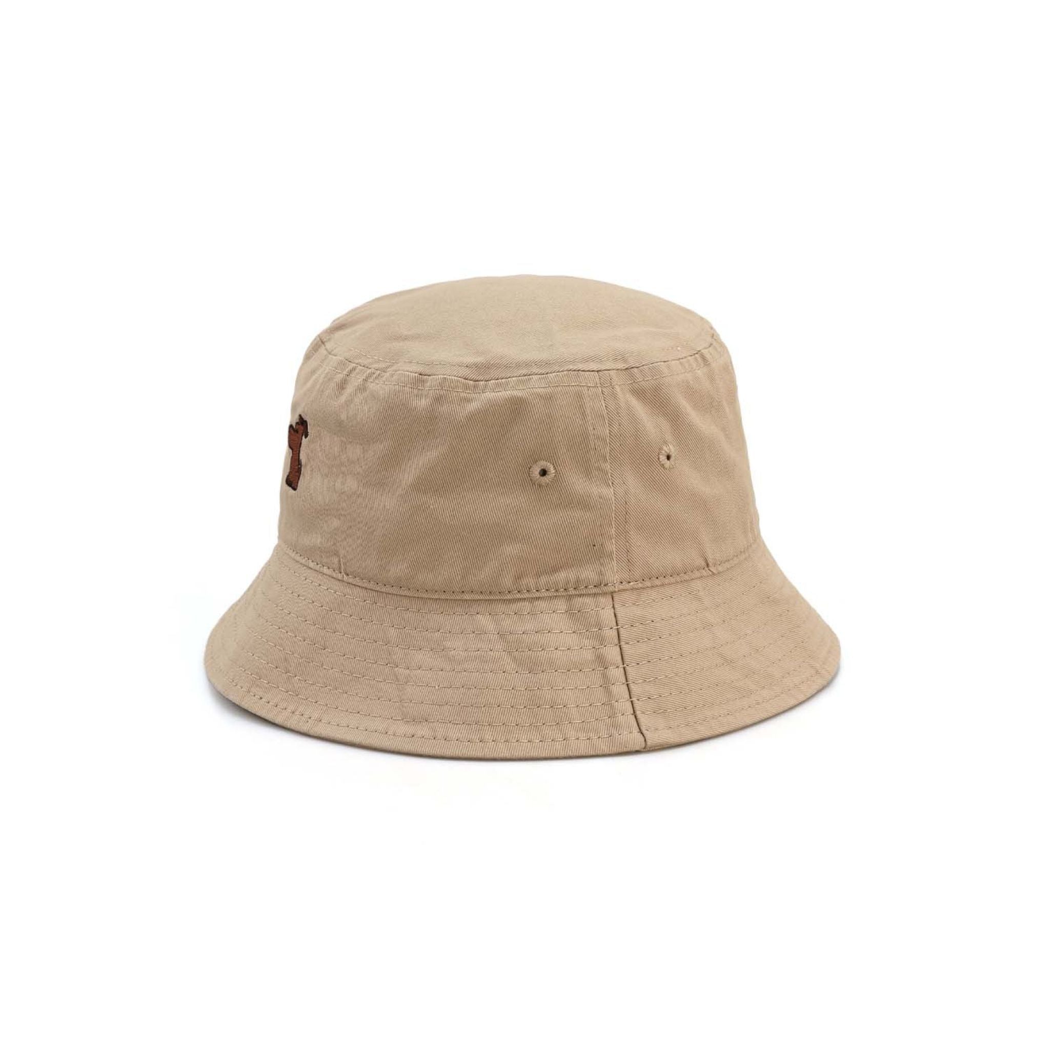 Beige Puppy Embroidery Bucket Hat