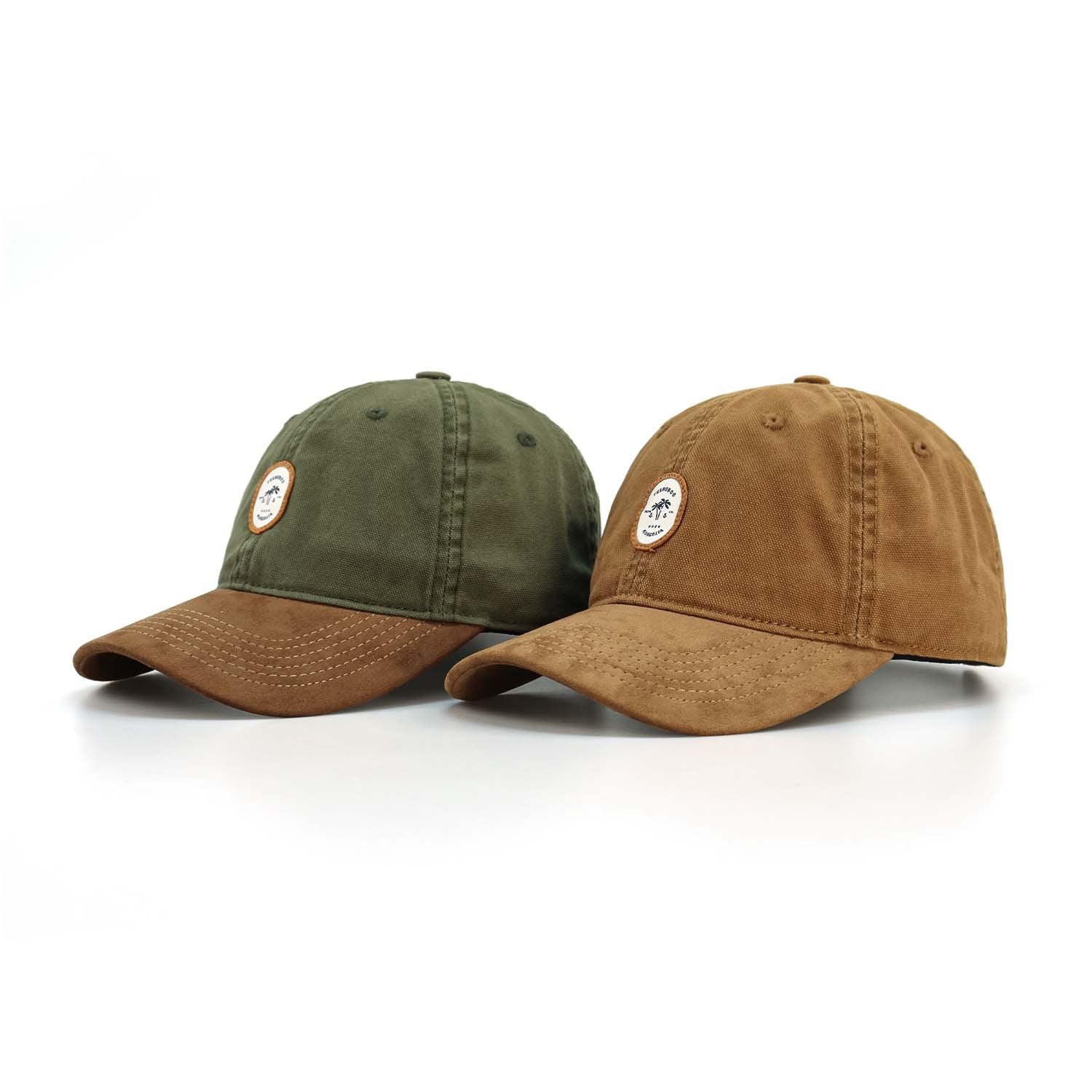 Vintage Style Olive Brown Paneled Baseball Hat