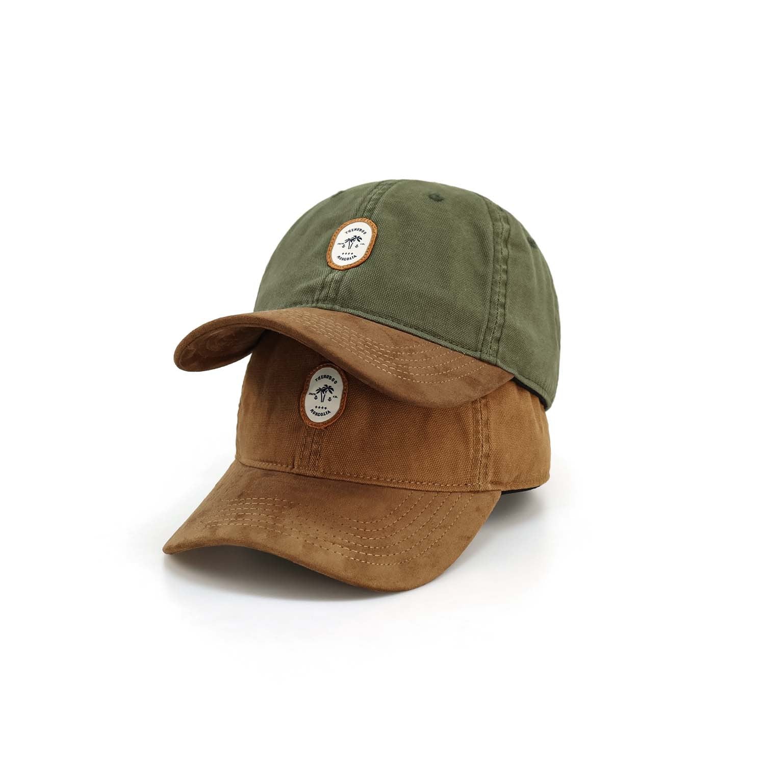 Vintage Style Olive Brown Paneled Baseball Hat