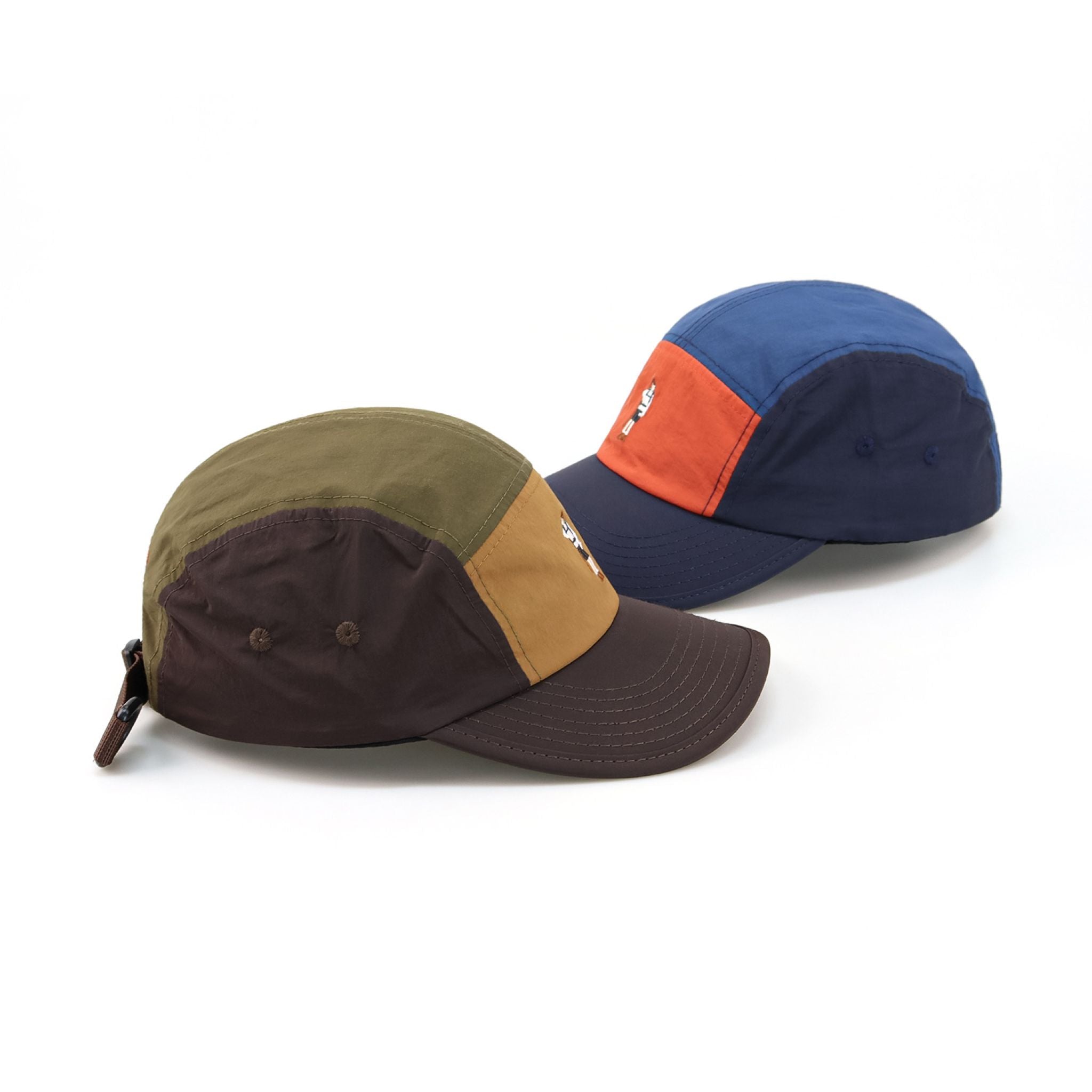 Embroidered Navy-Orange 5-Panel Camp Cap