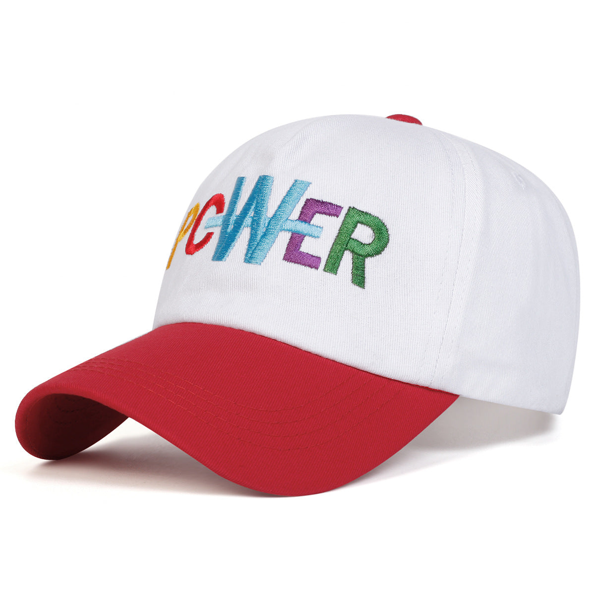 Rainbow "POWER" Embroidered Two-Tone Baseball Cap