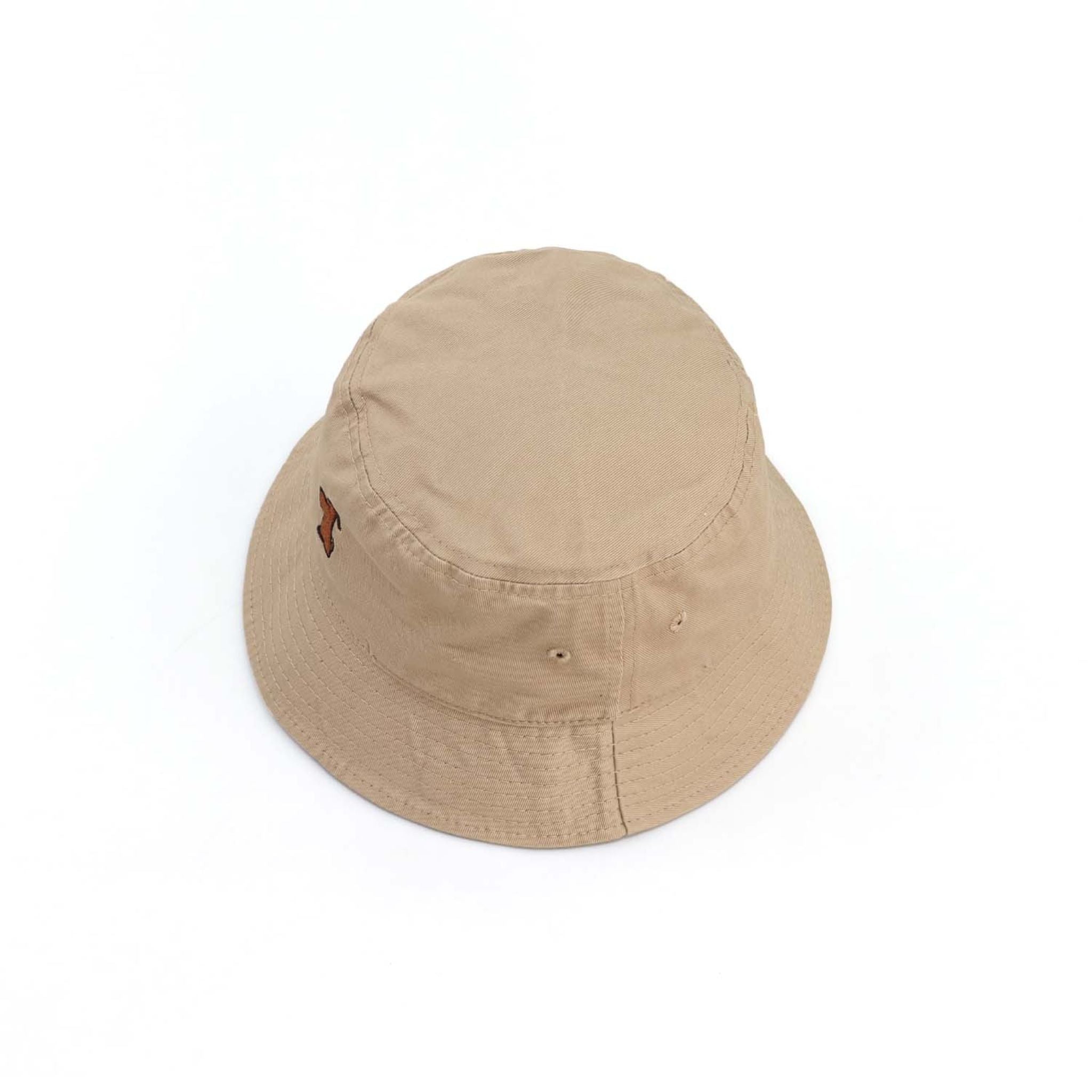 Beige Puppy Embroidery Bucket Hat