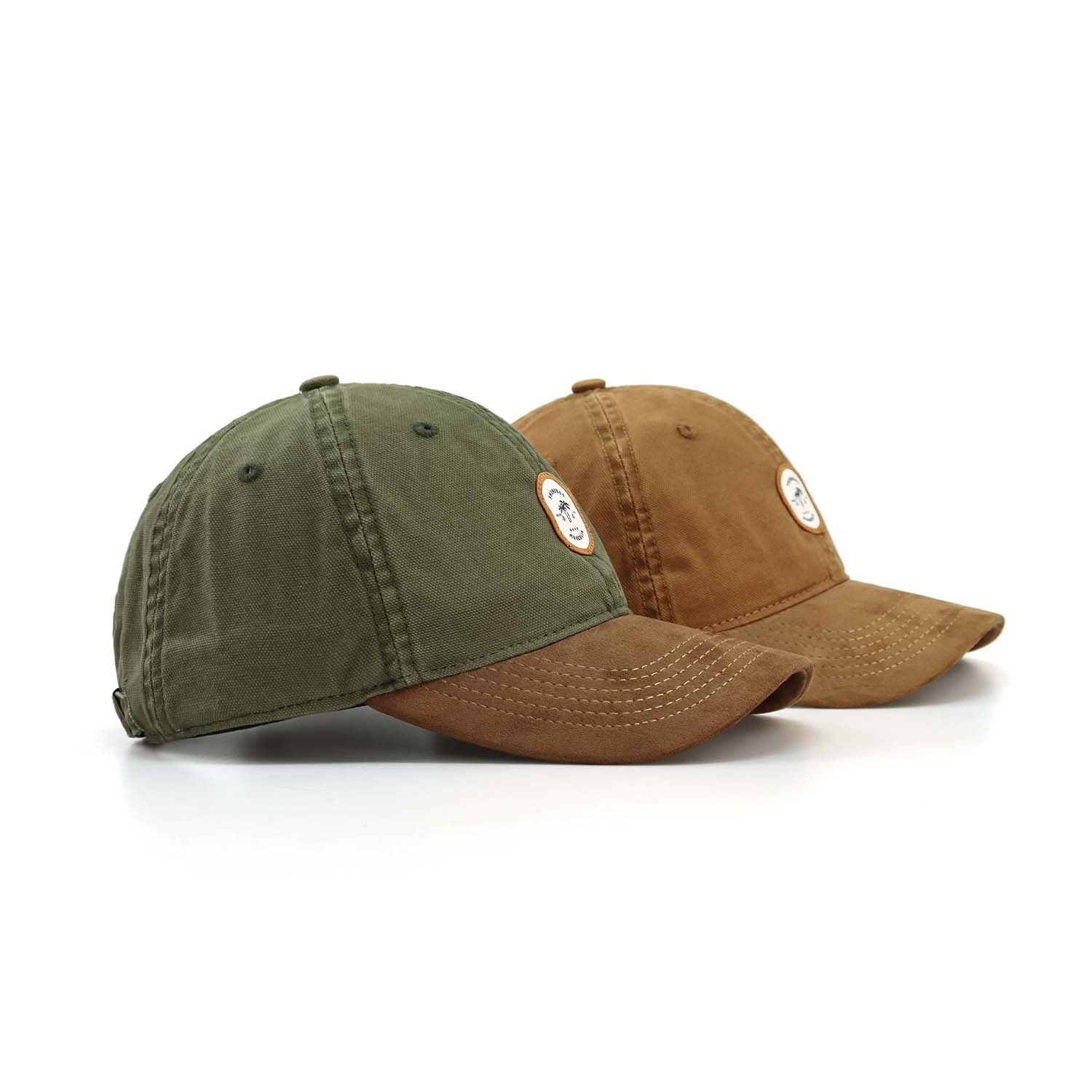 Vintage Style Olive Brown Paneled Baseball Hat