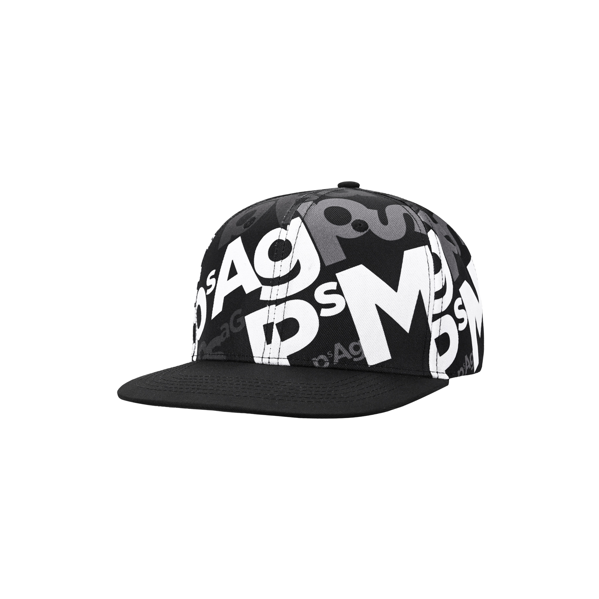 Black White Typography Print Snapback Hat