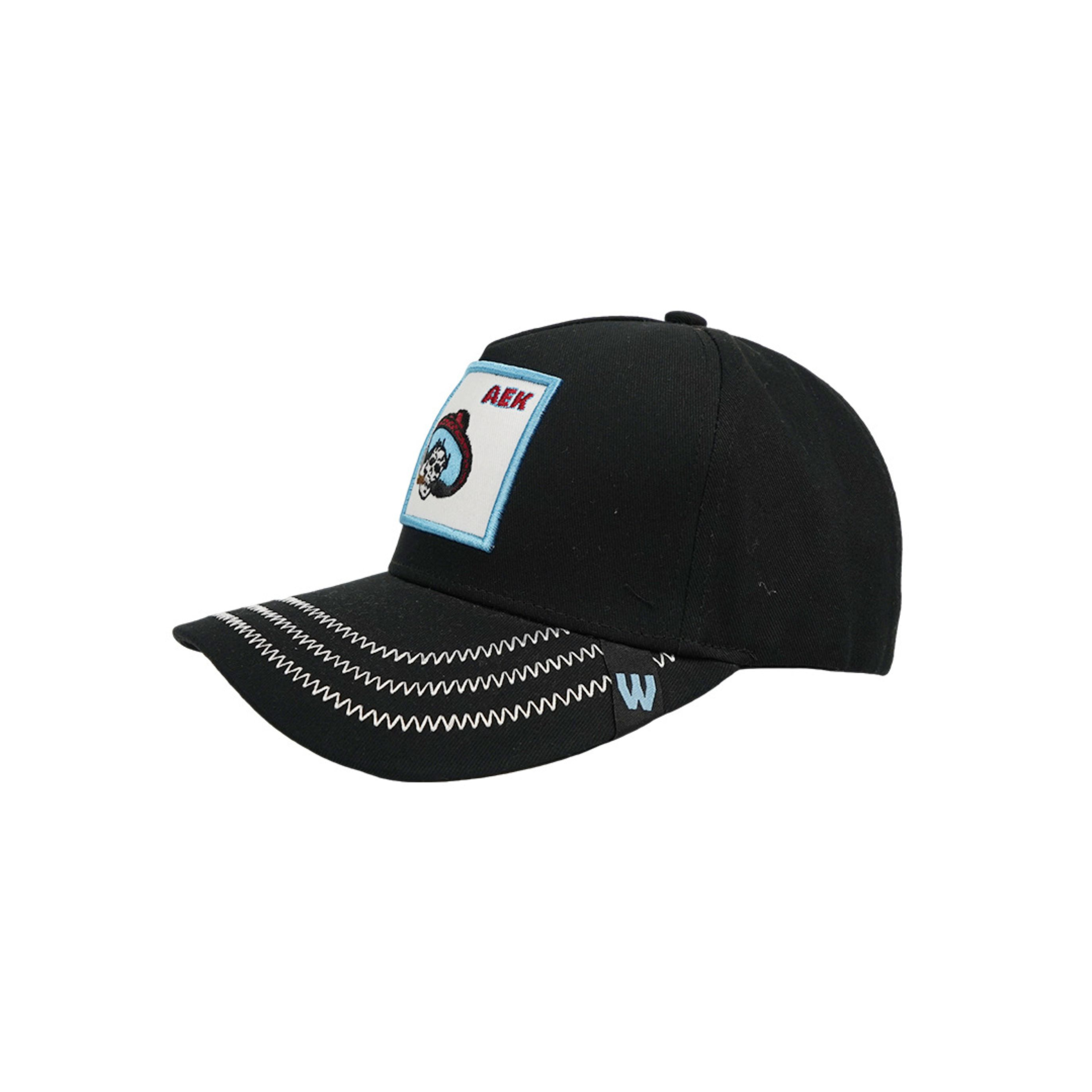 Black Cap with Cartoon Patch