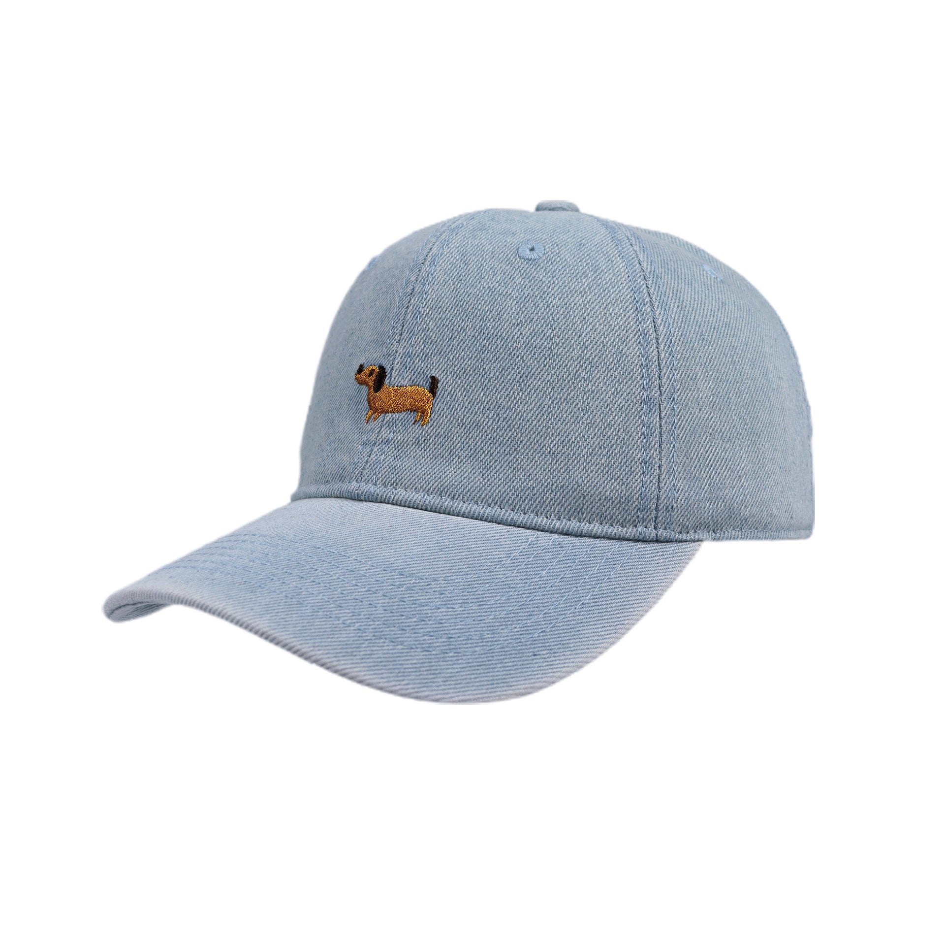 Cute Dachshund Embroidered Light Blue Baseball Hat