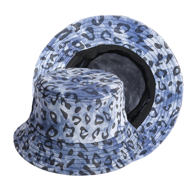 Modern Blue Leopard Pattern Bucket Cap