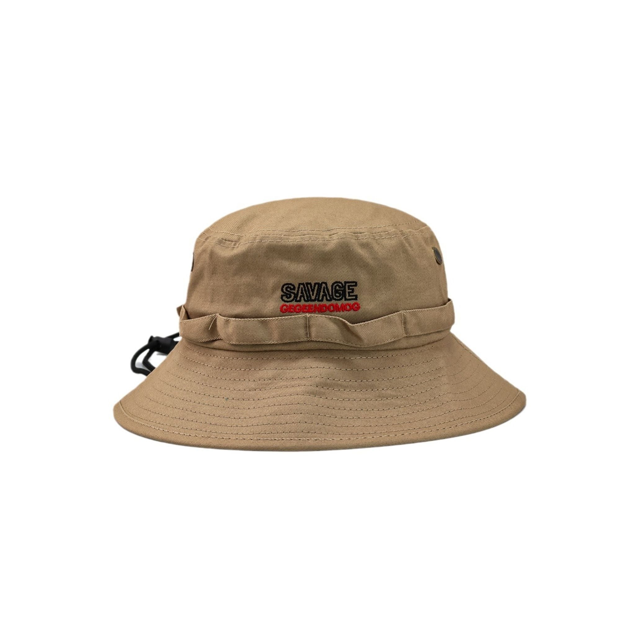 Embroidered Beige Bucket Hat