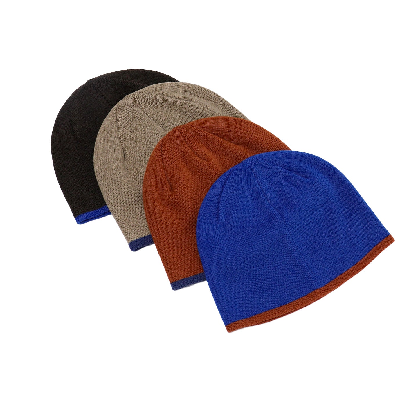 Trendy Rust Knit Cap with Navy Trim