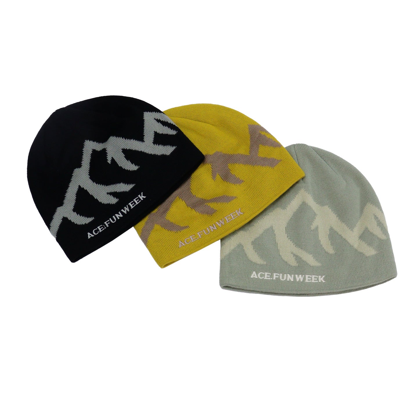 Trendy Yellow Mountain Design ACE.FUNWEEK Beanie