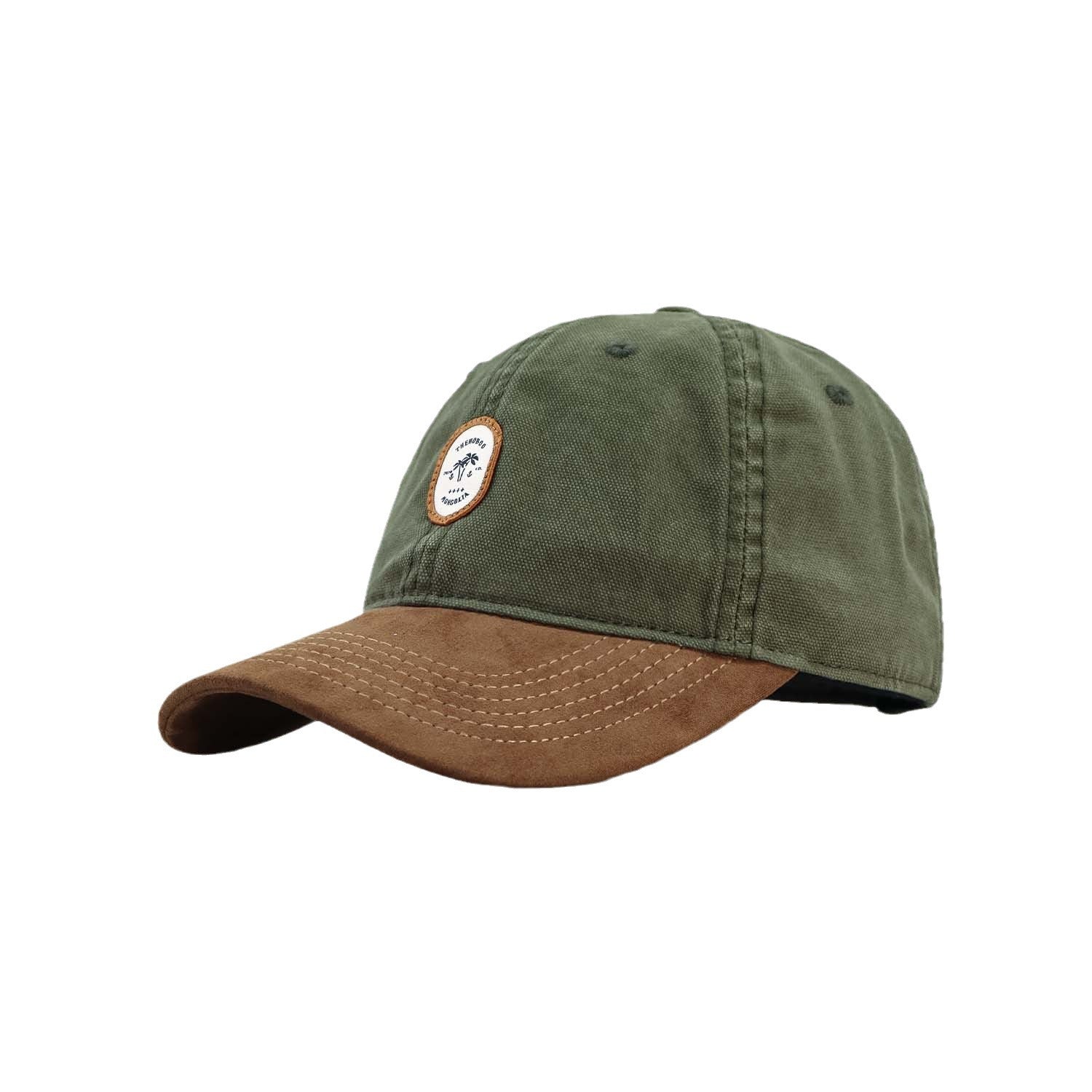 Vintage Style Olive Brown Paneled Baseball Hat