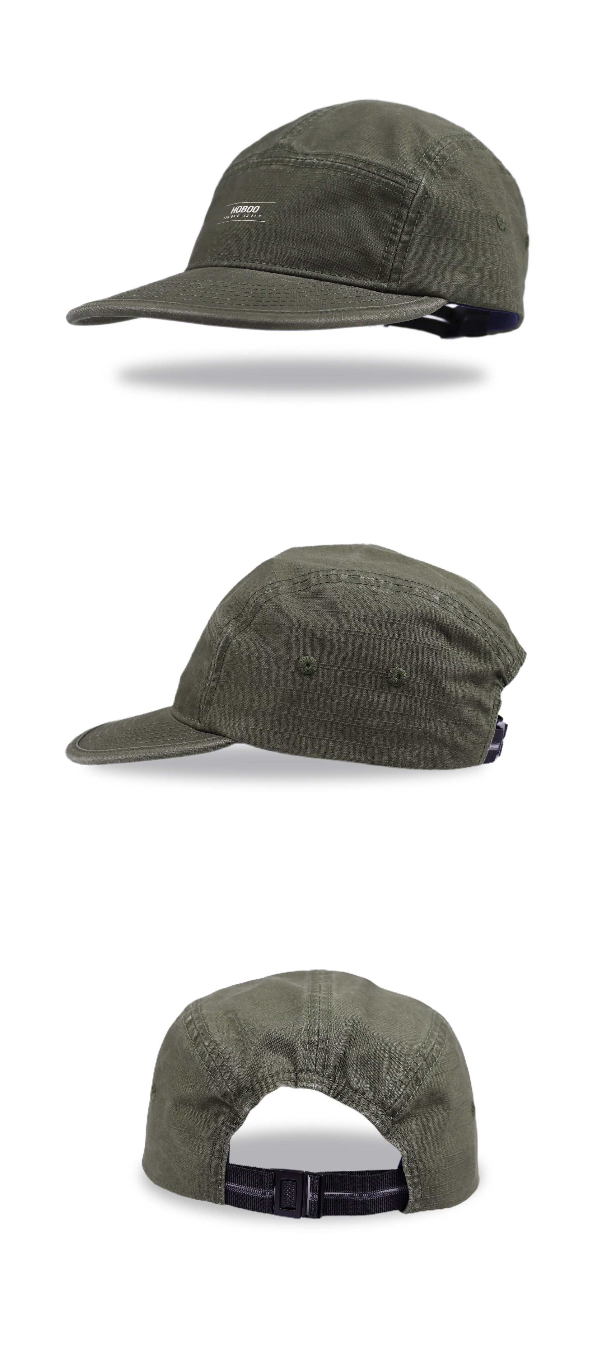 Olive 5-Panel Embroidered Camp Cap