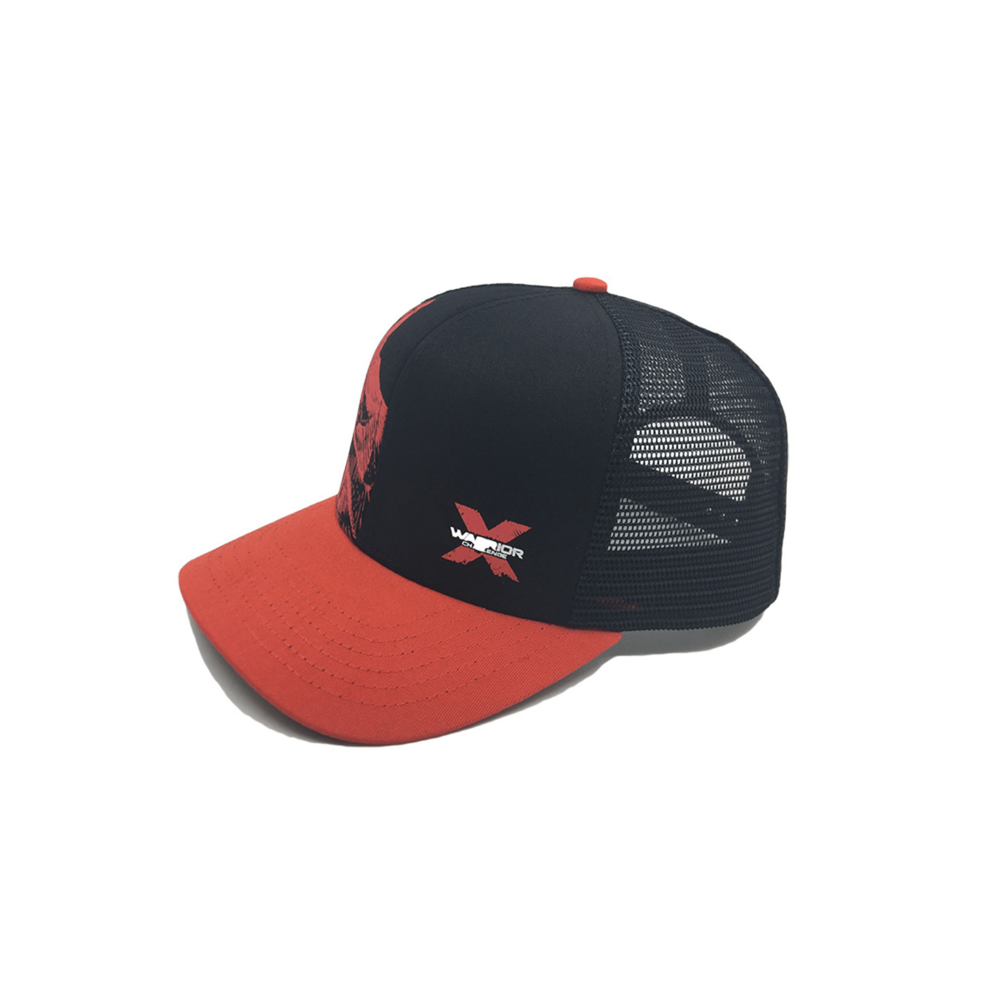 Black Red Warrior Print Mesh Baseball Hat
