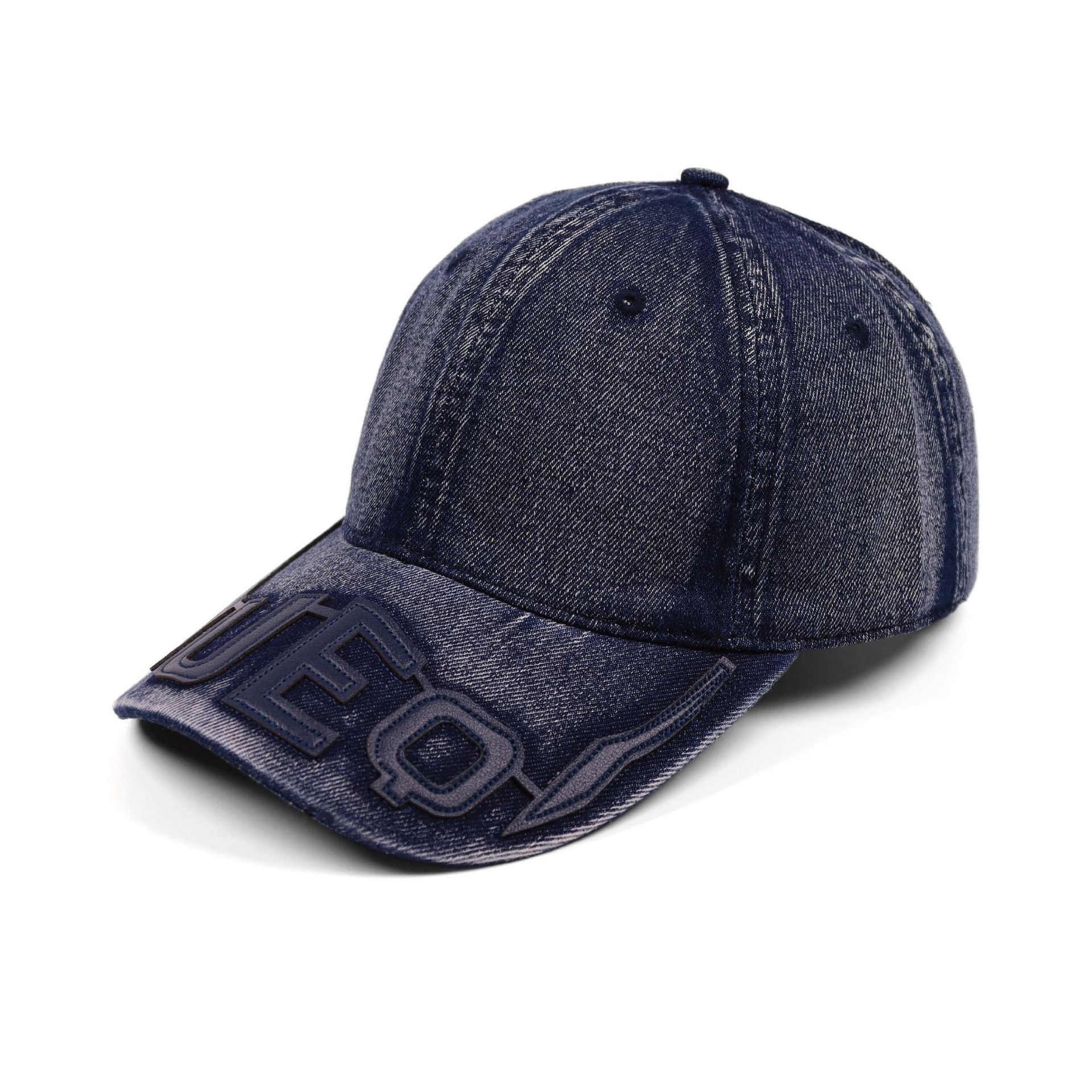 Washed Denim Cap with 3D Graphic Detail