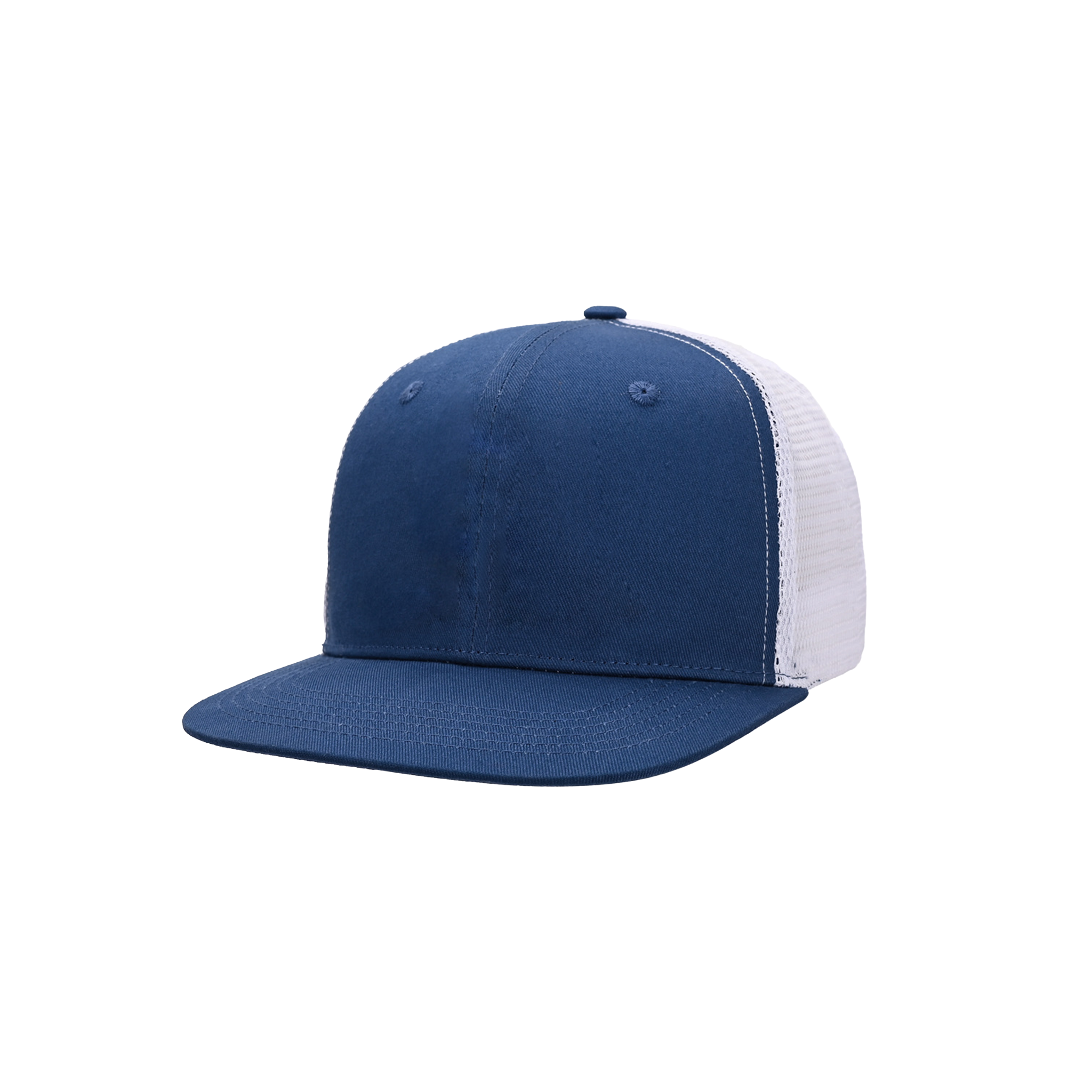 Casual Navy Blue White Mesh Trucker Cap