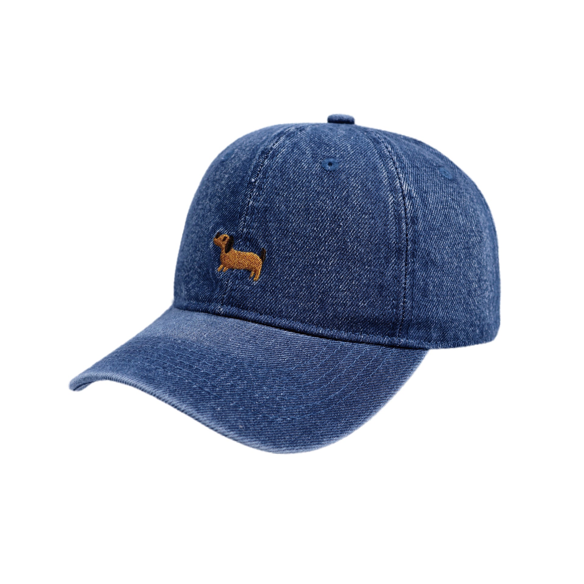 Cute Dachshund Embroidered Light Blue Baseball Hat