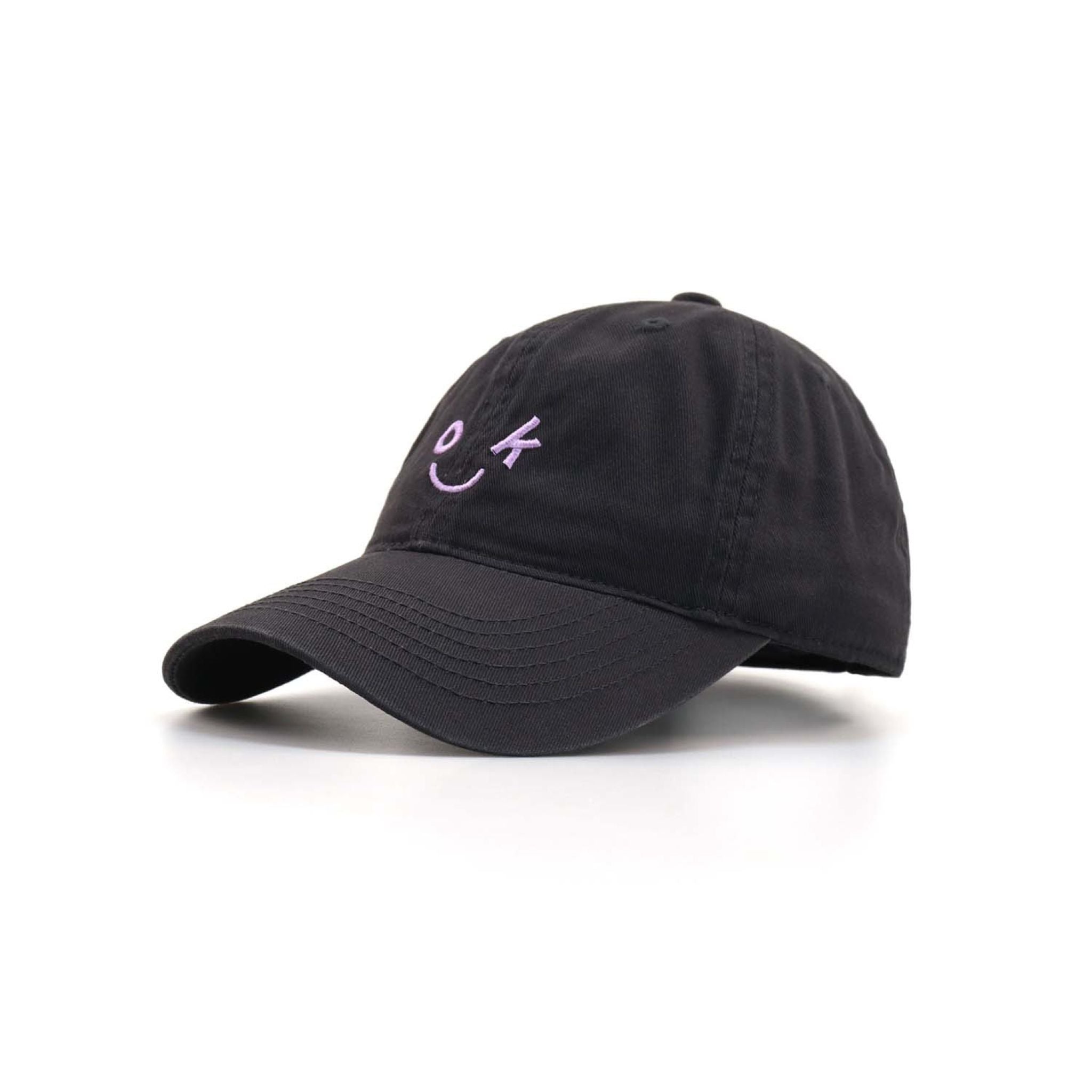 Brown "OK" Smile Embroidered Dad Hat