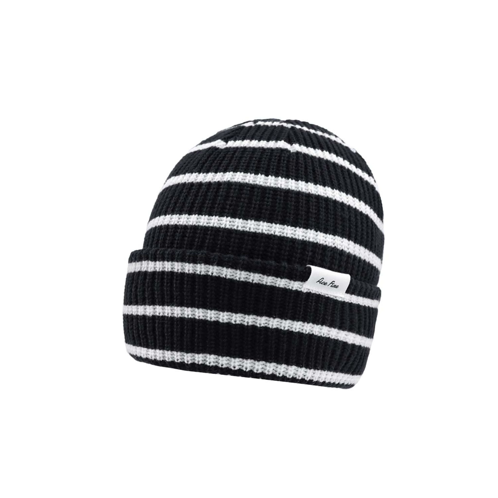 Striped Navy Winter Beanie