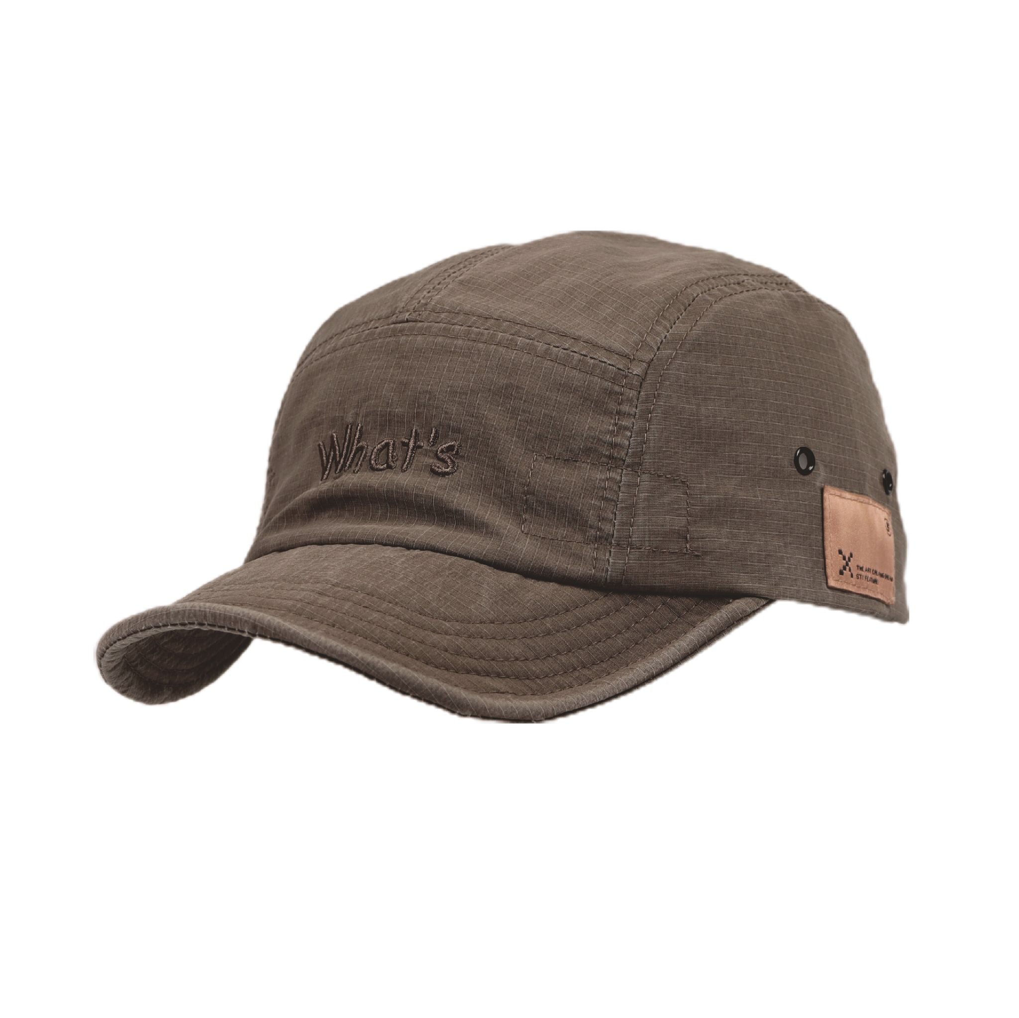 Khaki 5-Panel Hat With Embroidery