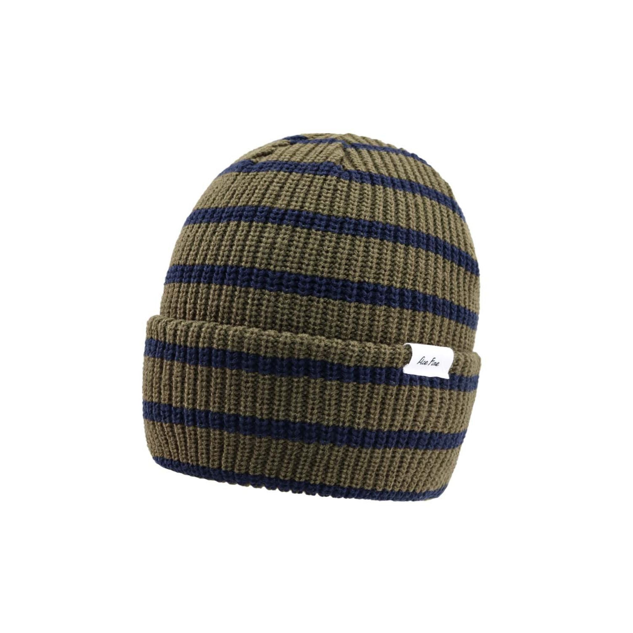 Striped Navy Winter Beanie