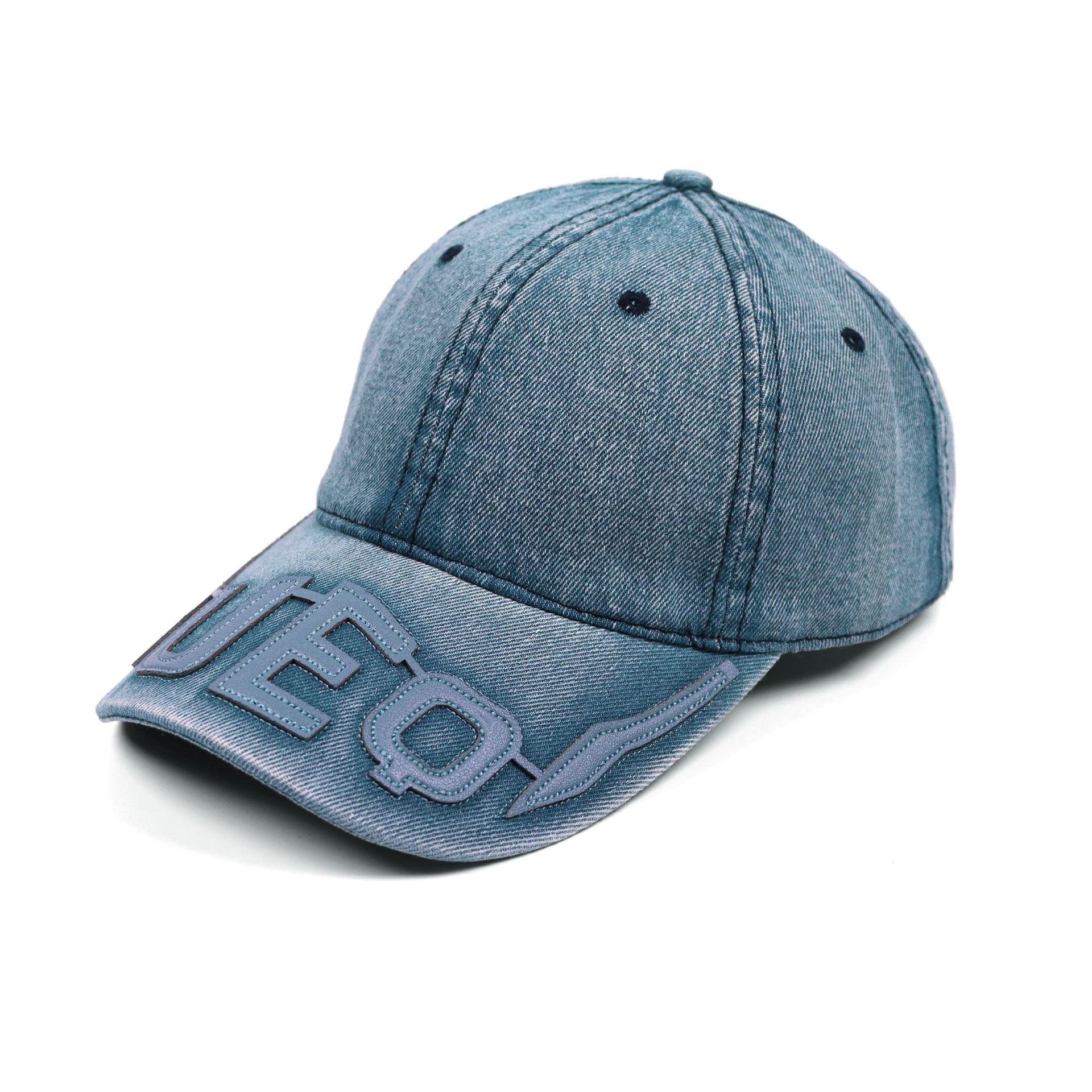Washed Denim Cap with 3D Graphic Detail